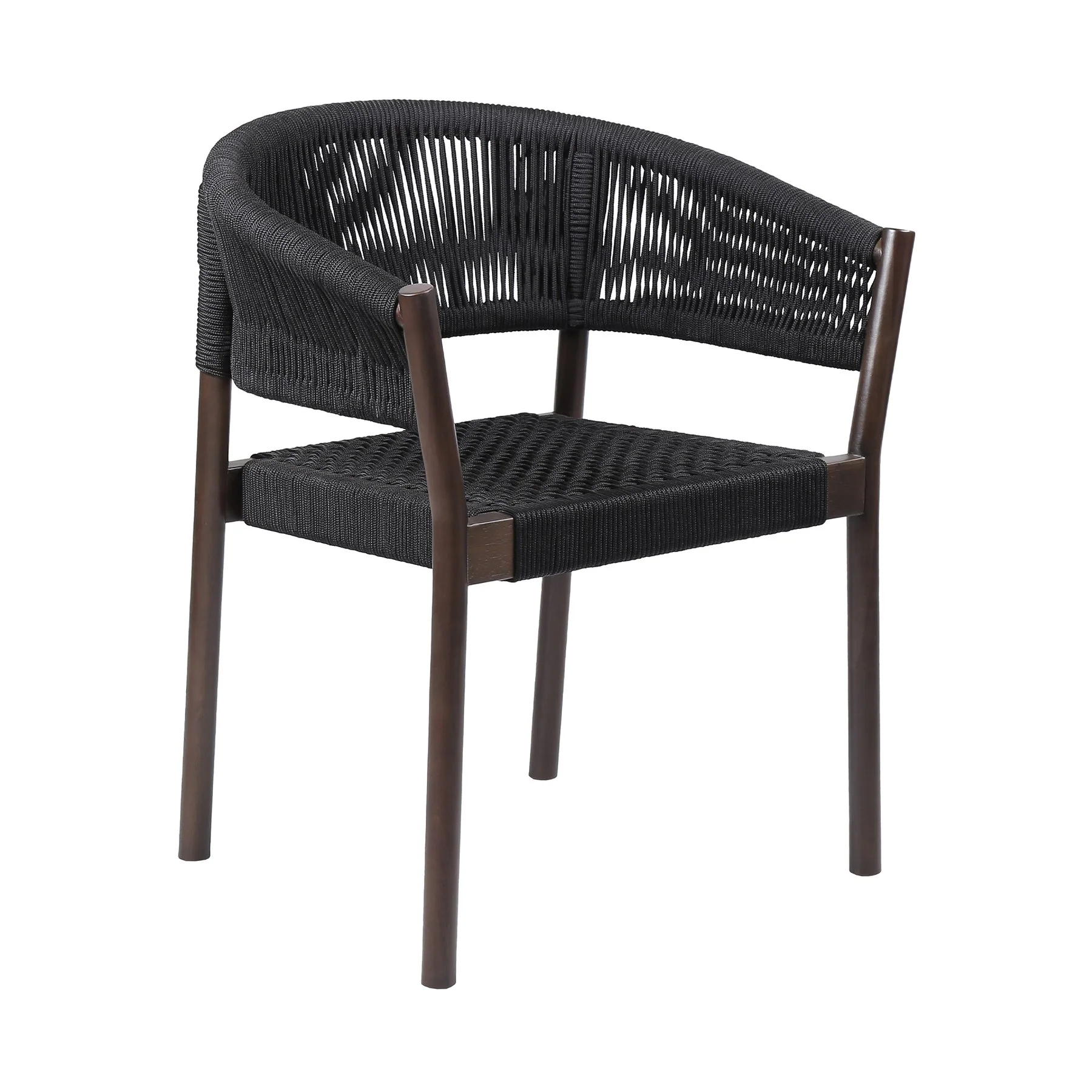 Fineline and Doris Indoor Outdoor 5 Piece Dining Set in Dark Eucalyptus Wood with Superstone and Black Rope - Image 2