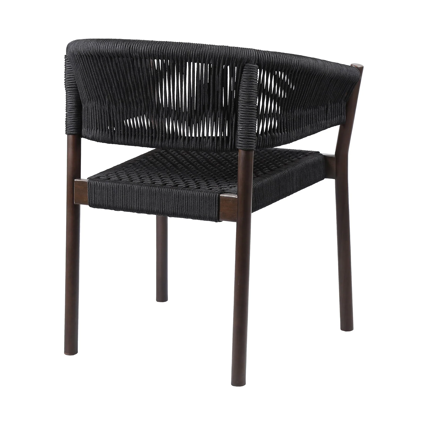 Fineline and Doris Indoor Outdoor 5 Piece Dining Set in Dark Eucalyptus Wood with Superstone and Black Rope - Image 3