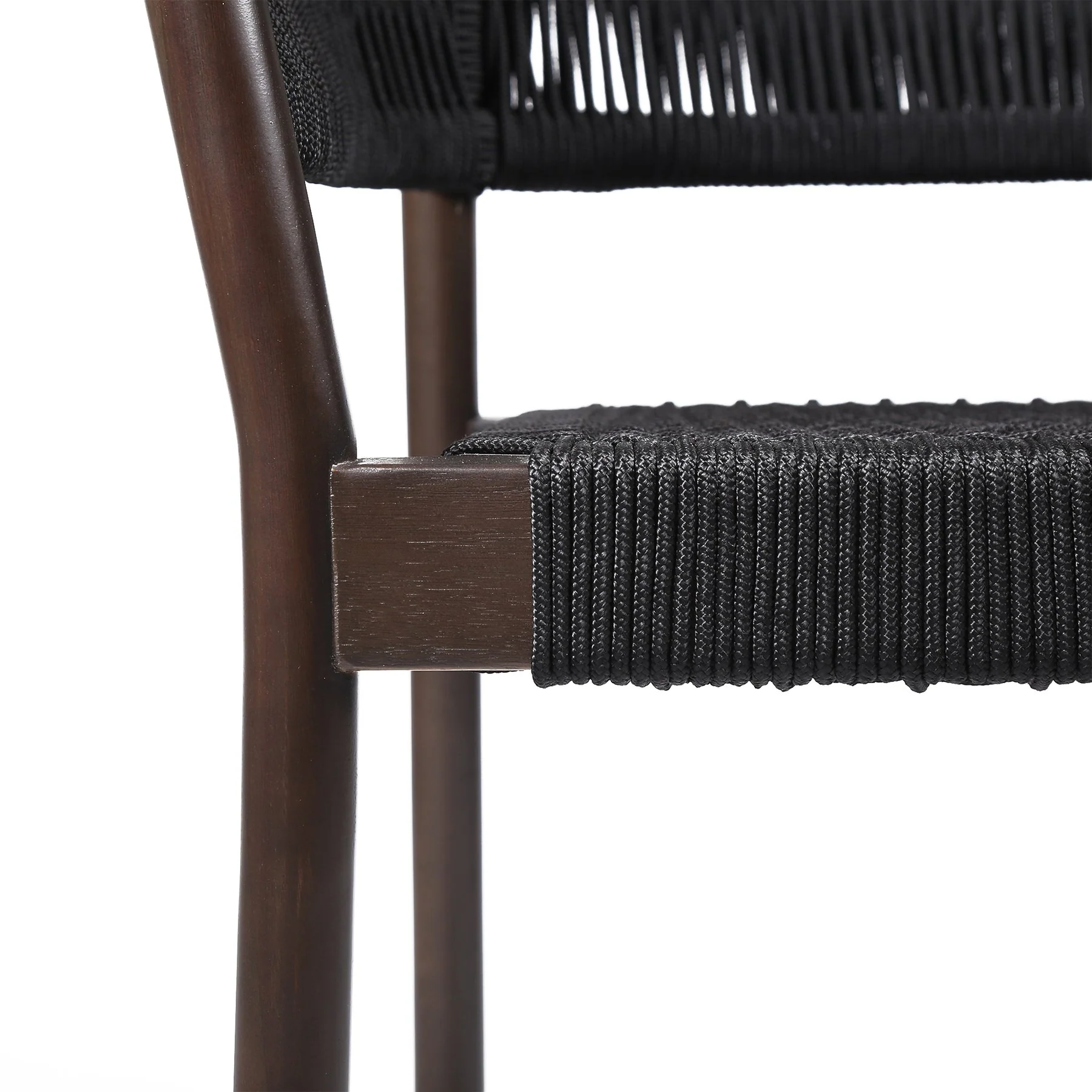 Fineline and Doris Indoor Outdoor 7 Piece Dining Set in Dark Eucalyptus Wood with Superstone and Black Rope - Image 6
