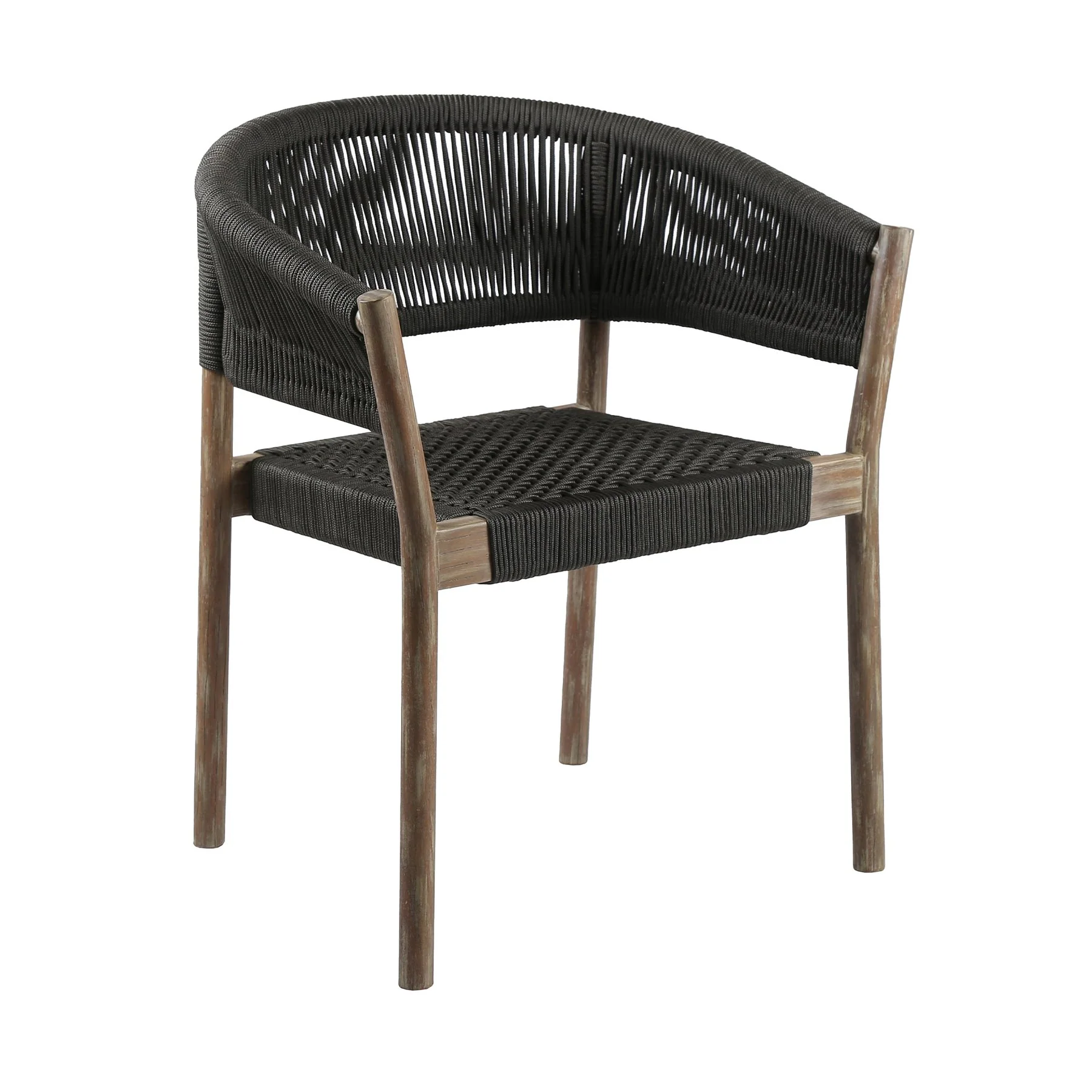 Fineline and Doris Indoor Outdoor 7 Piece Dining Set in Light Eucalyptus Wood with Superstone and Charcoal Rope - Image 2