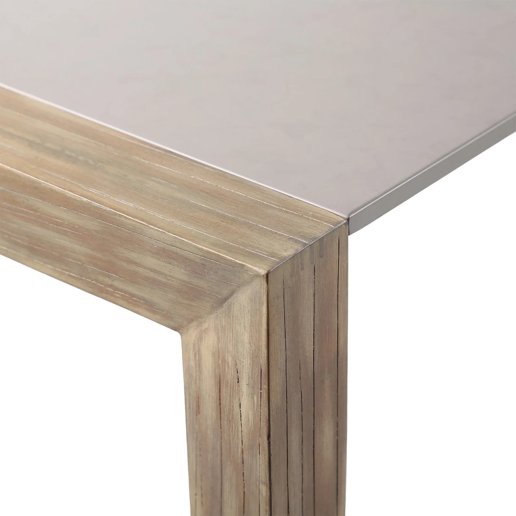 Fineline Indoor Outdoor 80" Rectangle Dining Table in Light Eucalyptus Wood and Super Stone - Image 3