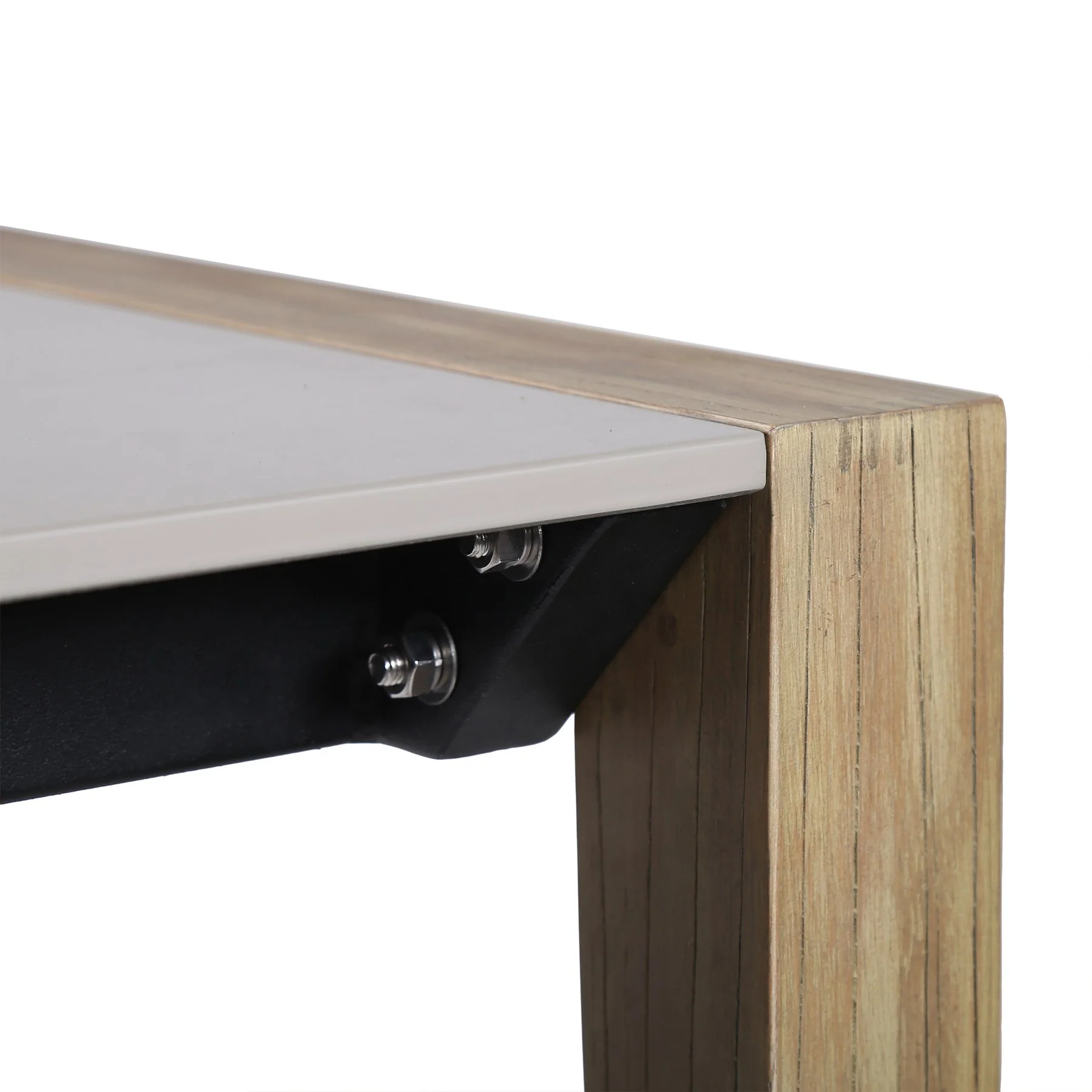 Fineline Indoor Outdoor 80" Rectangle Dining Table in Light Eucalyptus Wood and Super Stone - Image 5
