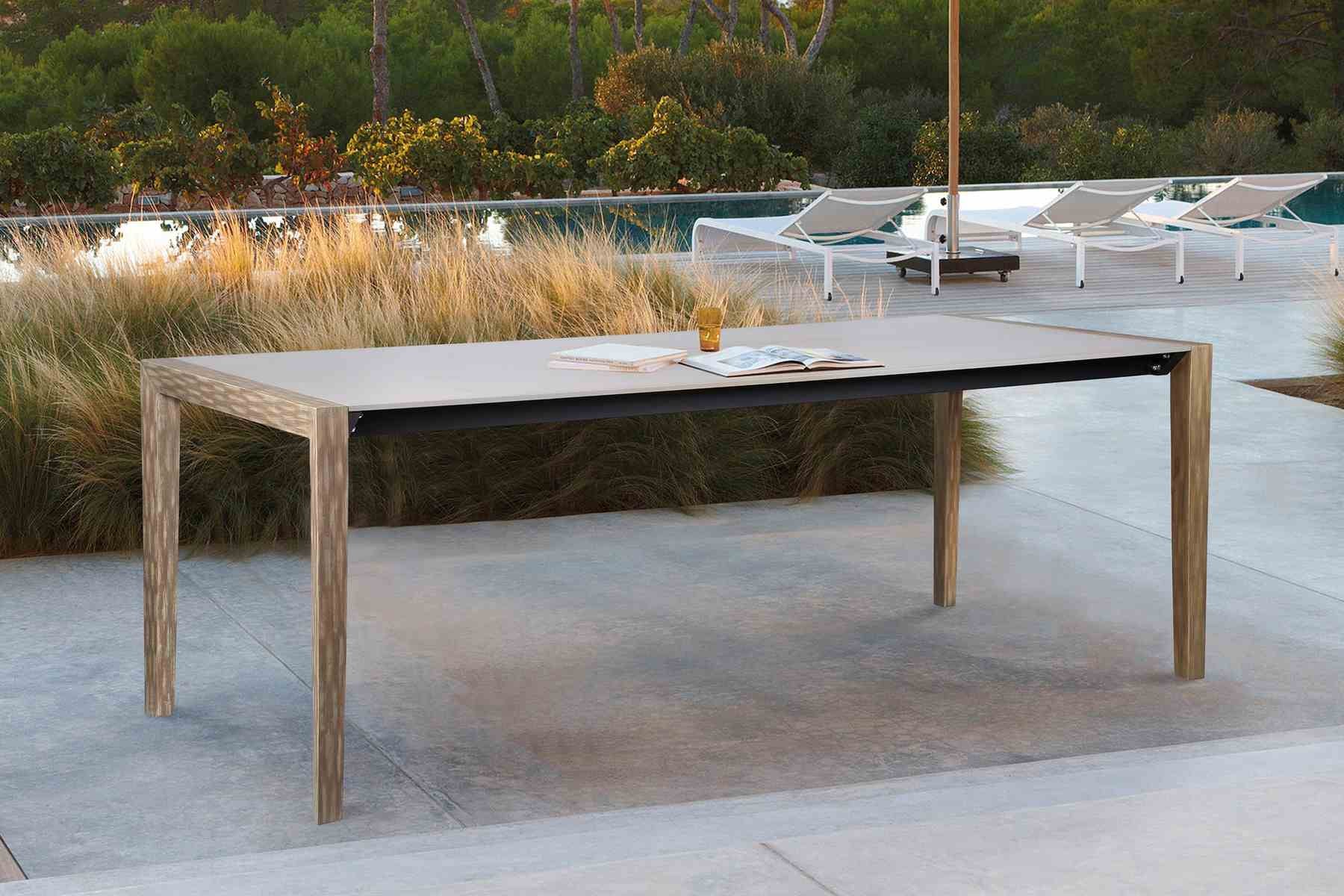 Fineline Indoor Outdoor 80" Rectangle Dining Table in Light Eucalyptus Wood and Super Stone - Image 7