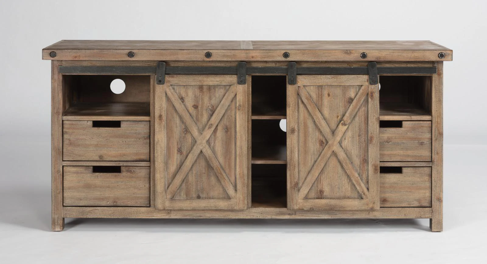 Flexsteel Carpenter Entertainment Base in Rustic Gray - Image 4