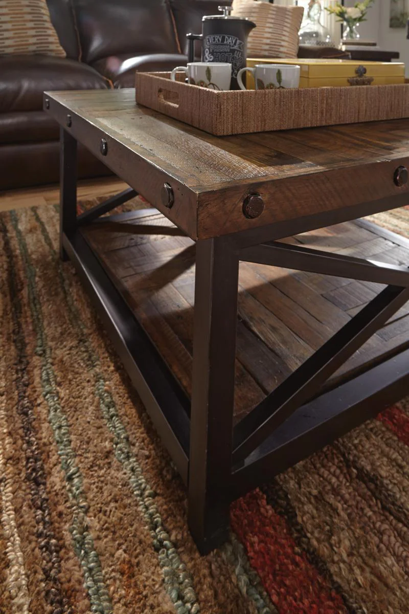 Flexsteel Carpenter Square Cocktail Table in Rustic Brown - Image 2