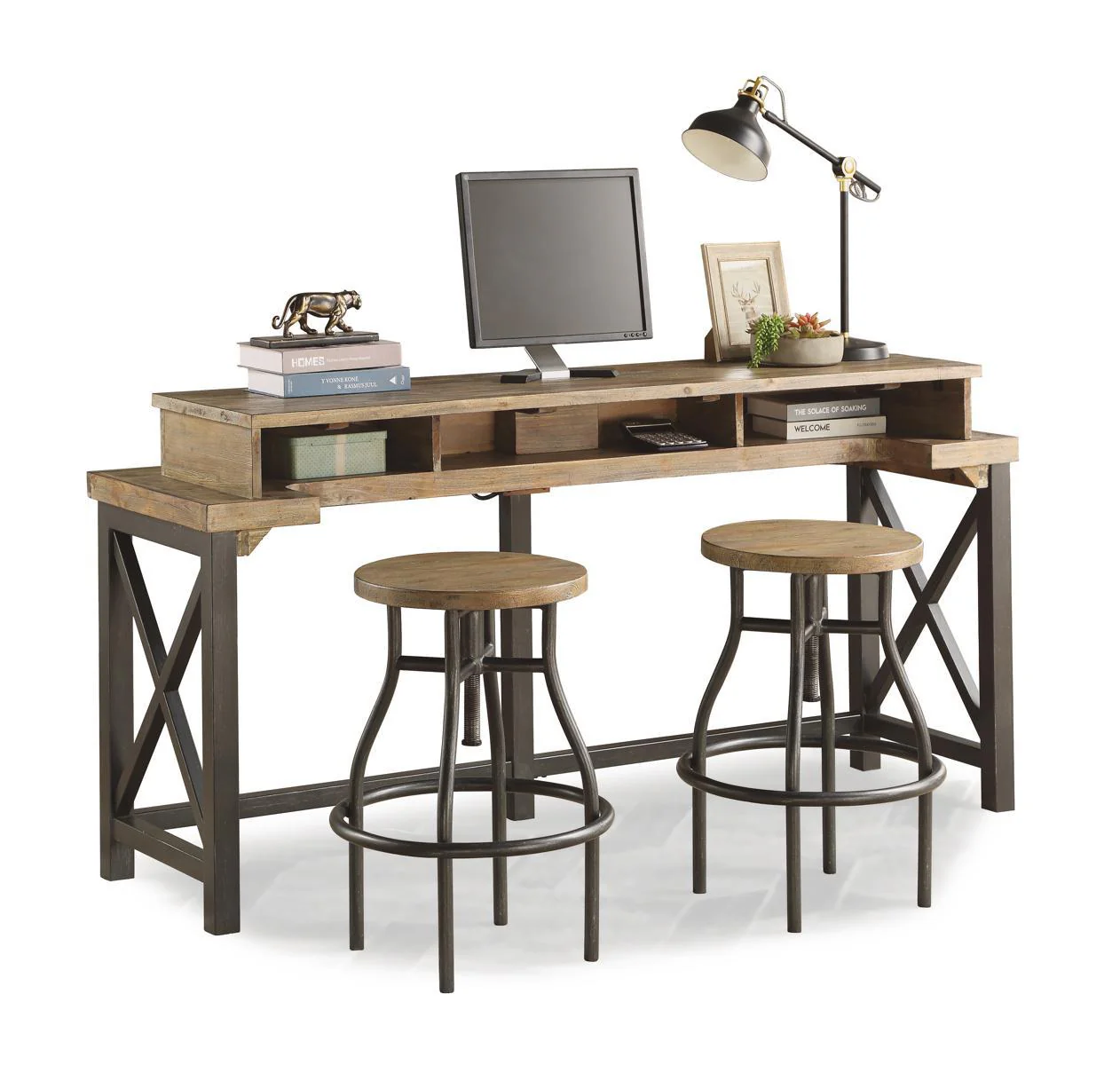 Flexsteel Carpenter Stool in Rustic Gray - Image 3