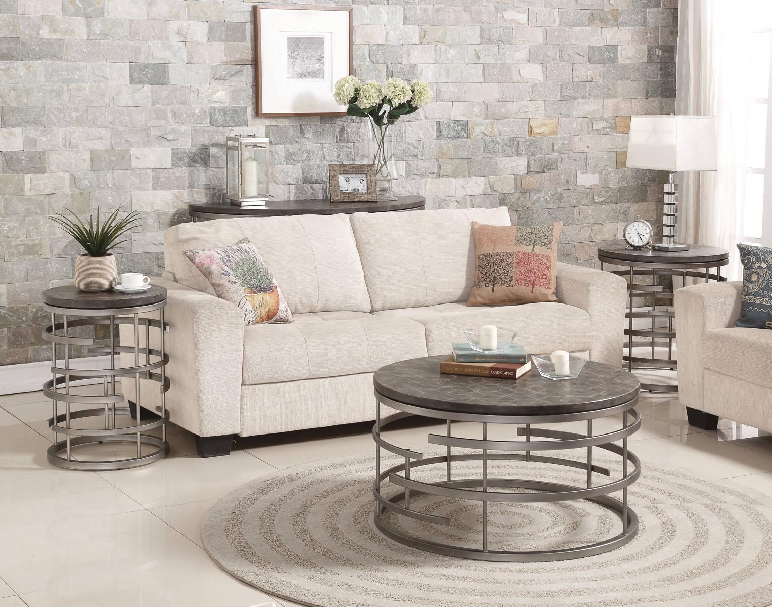 Flexsteel Halo Round Cocktail Table in Silver - Image 5