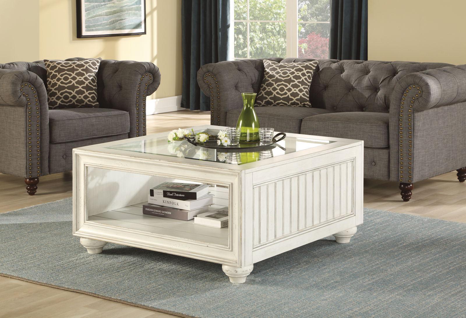 Flexsteel Harmony Square Cocktail Table with Casters in White - Image 5