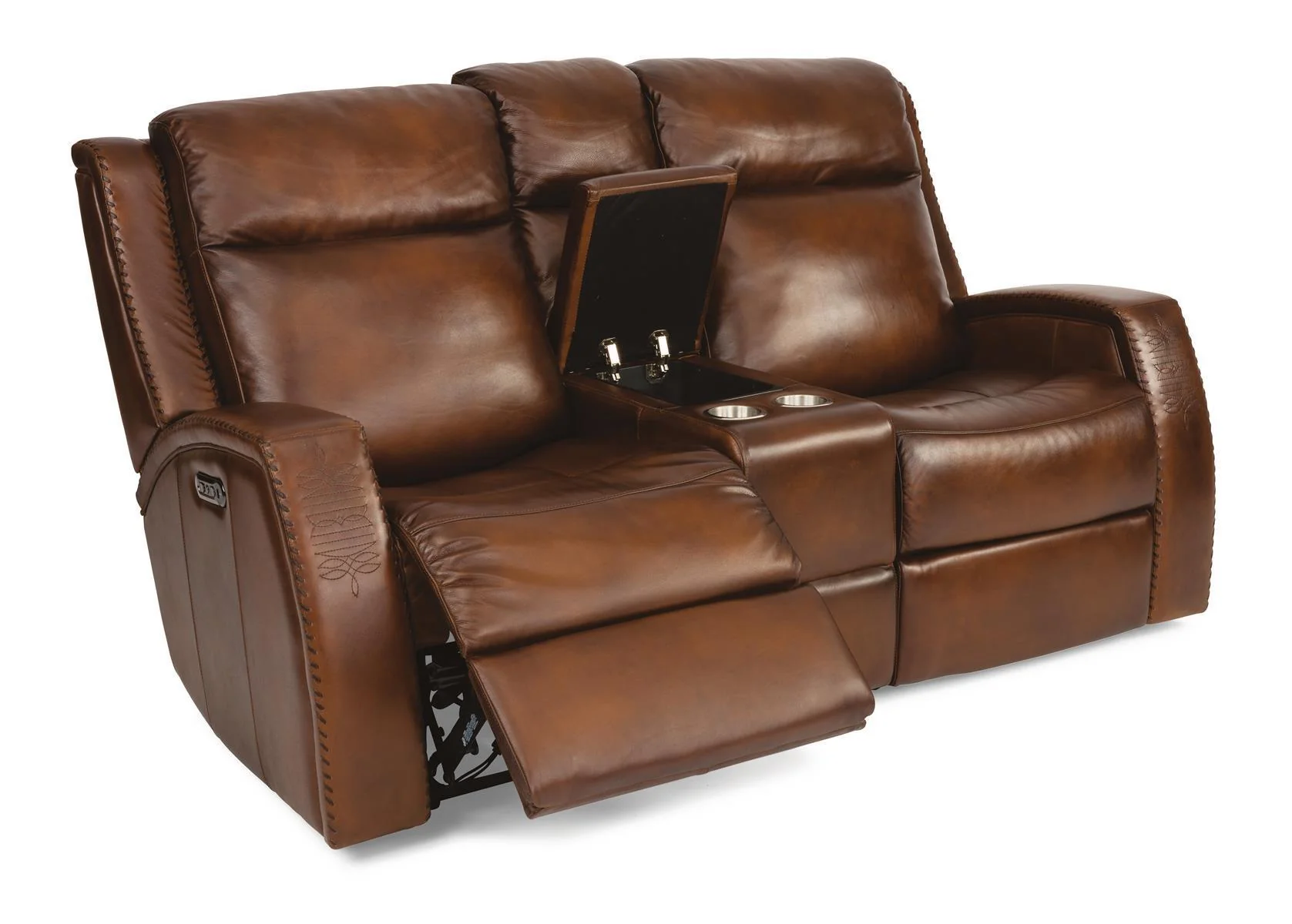 Flexsteel Latitudes Mustang Leather Power Reclining Loveseat w/Console & Power Headrests - Image 3