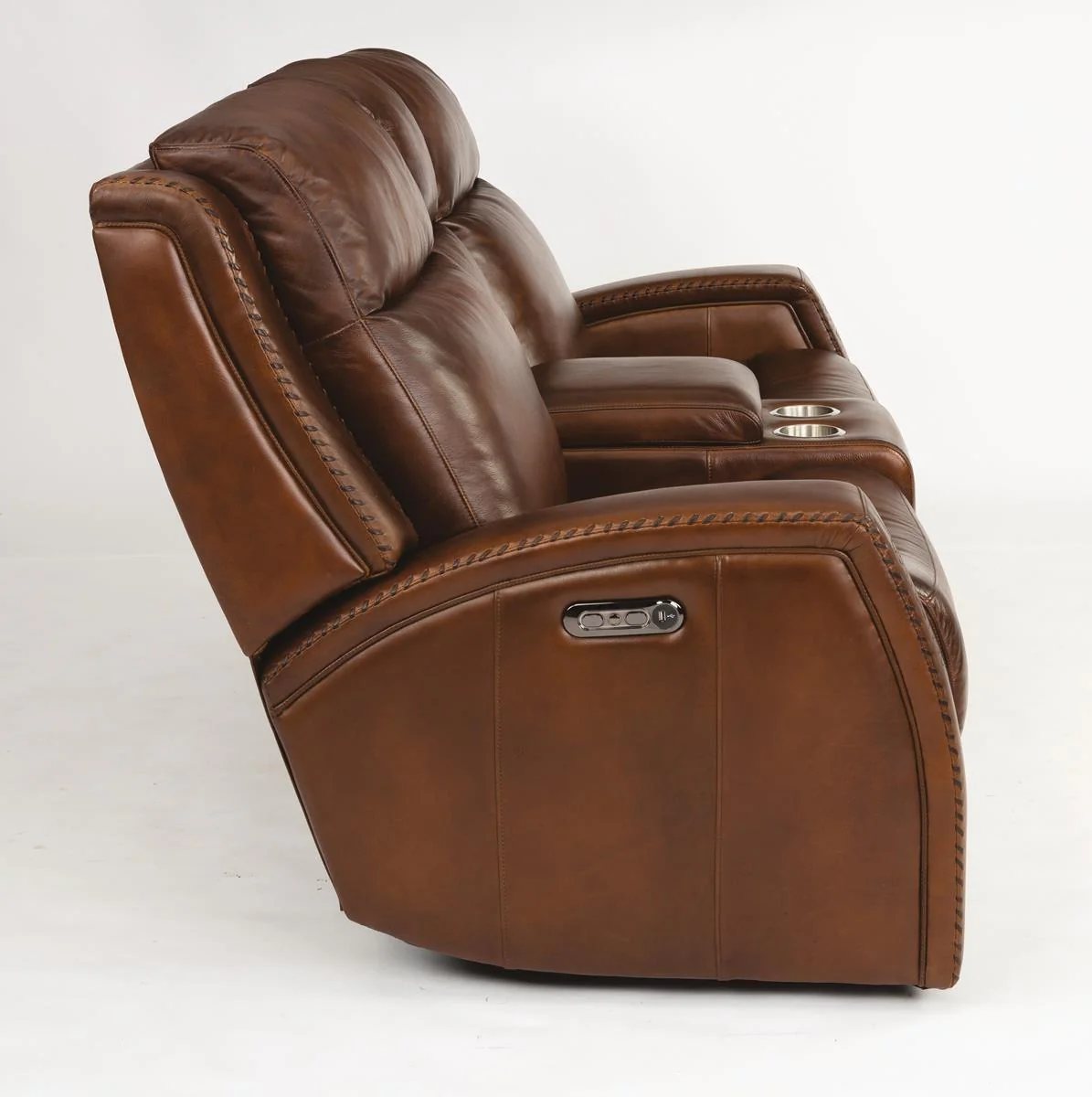 Flexsteel Latitudes Mustang Leather Power Reclining Loveseat w/Console & Power Headrests - Image 4