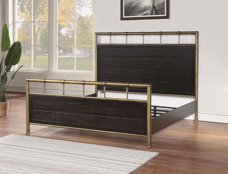 Flexsteel Wynwood Cologne Queen Metal Panel Bed in Dark Brown - Image 3
