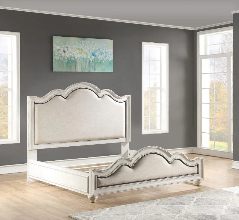 Flexsteel Wynwood Harmony California King Upholstered Panel Bed in White Wood - Image 3