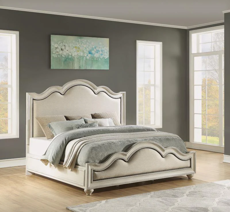 Flexsteel Wynwood Harmony California King Upholstered Panel Bed in White Wood - Image 4