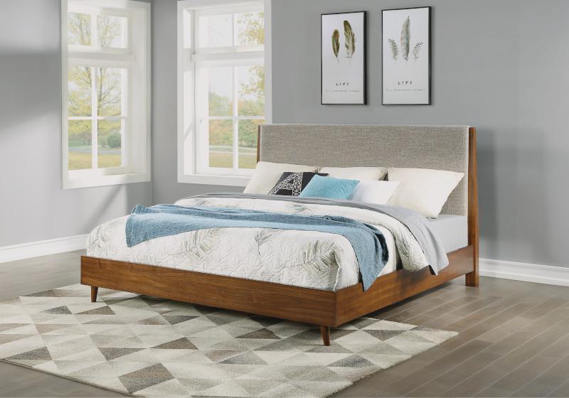 Flexsteel Wynwood Ludwig Upholstered California King Platform Bed in Medium Brown - Image 4