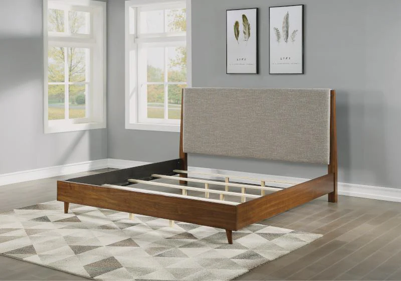 Flexsteel Wynwood Ludwig Upholstered King Platform Bed in Medium Brown - Image 3