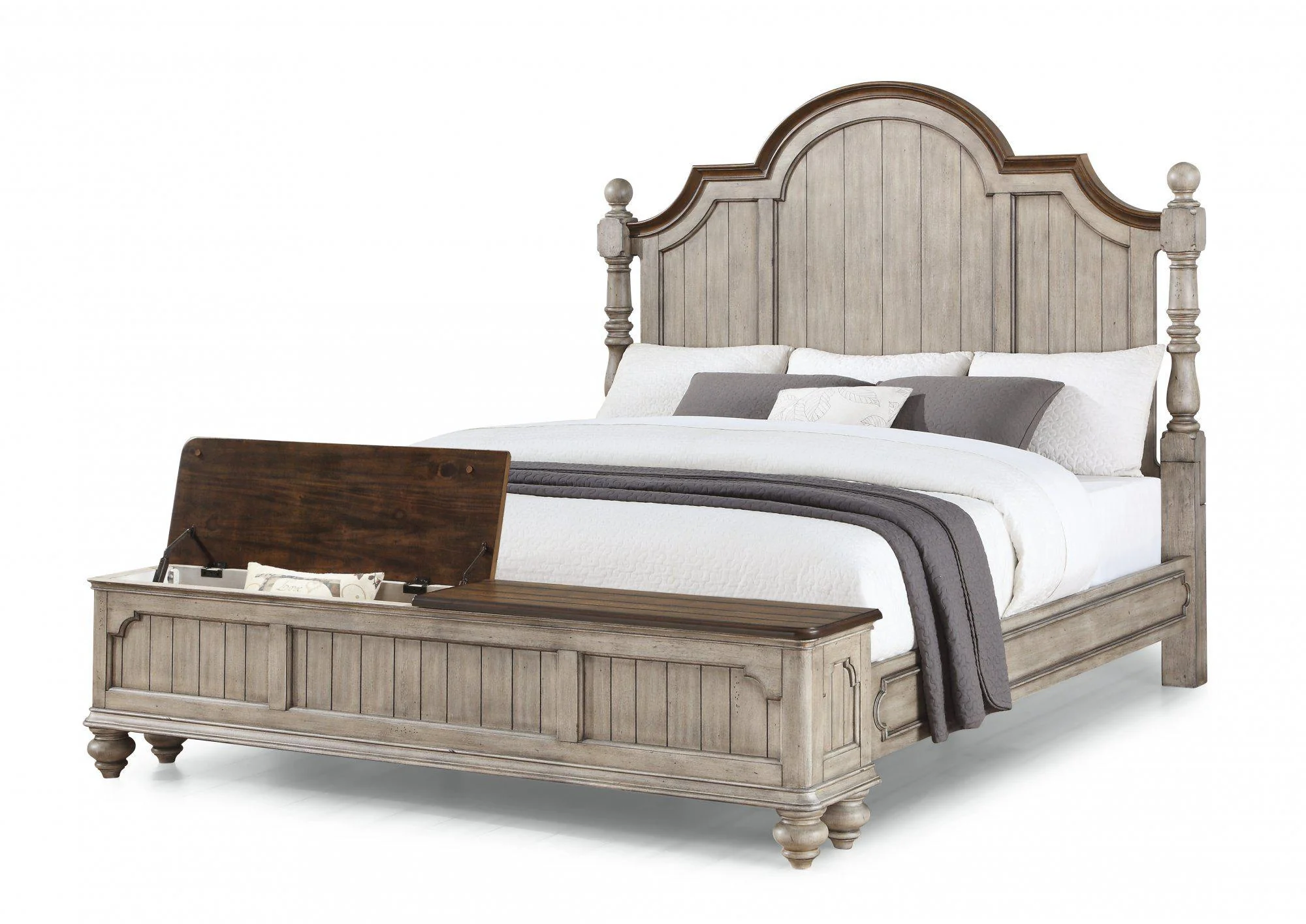 Flexsteel Wynwood Plymouth California King Poster Storage Bed in Whitewash Wood - Image 2