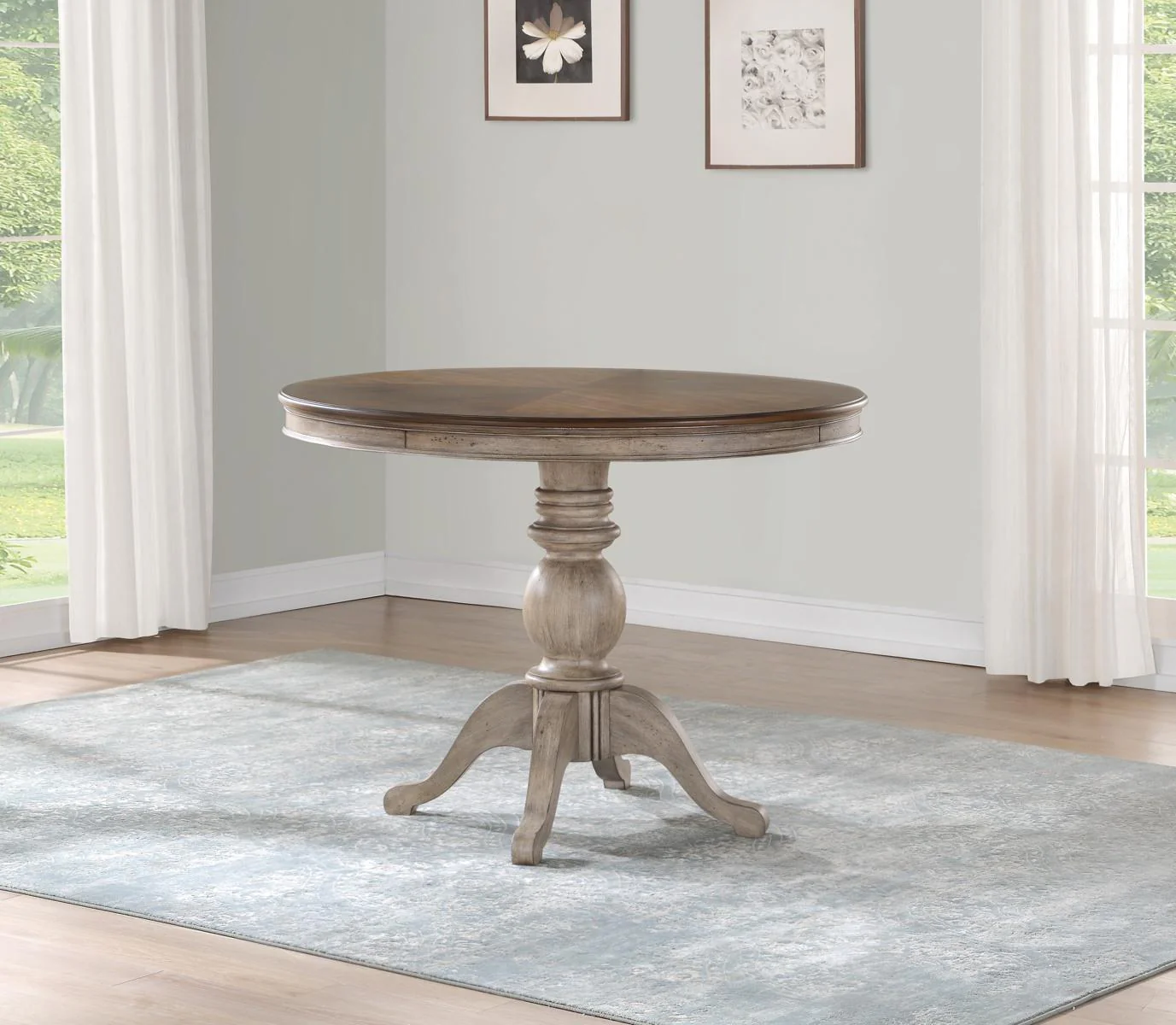 Flexsteel Wynwood Plymouth Pedestal Counter Height Dining Table in Two-Toned - Image 3