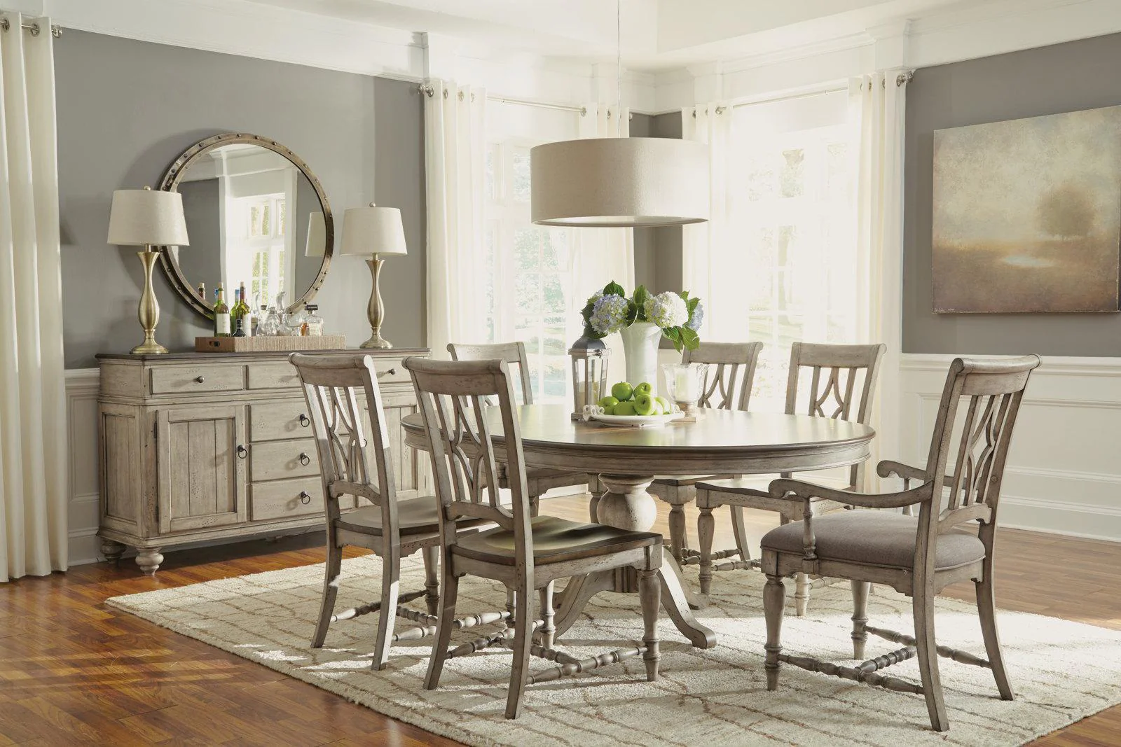 Flexsteel Wynwood Plymouth Round Pedestal Dining Table in Two-Toned - Image 3