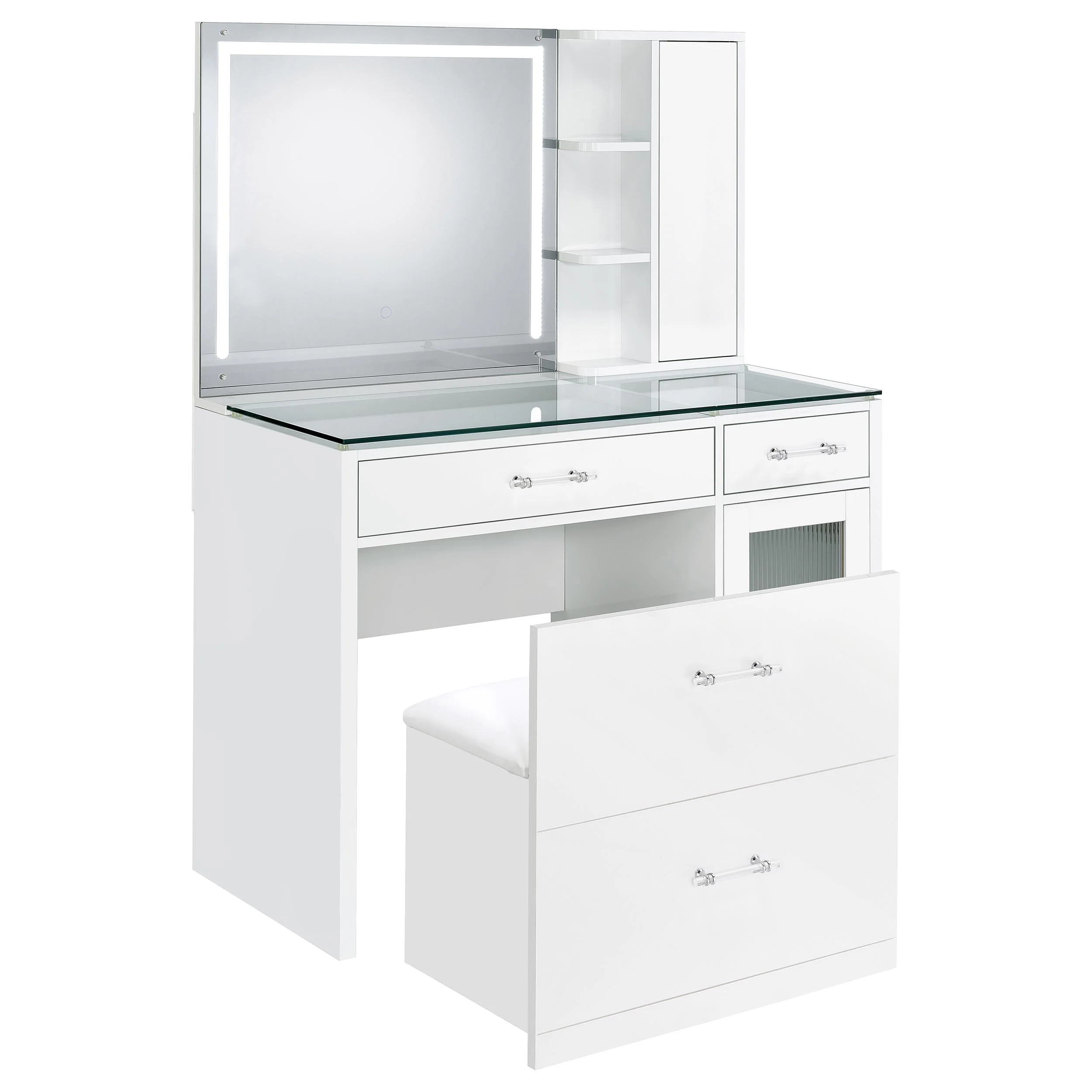 Flora Makeup Vanity Table with LED Mirror and Stool - Image 5