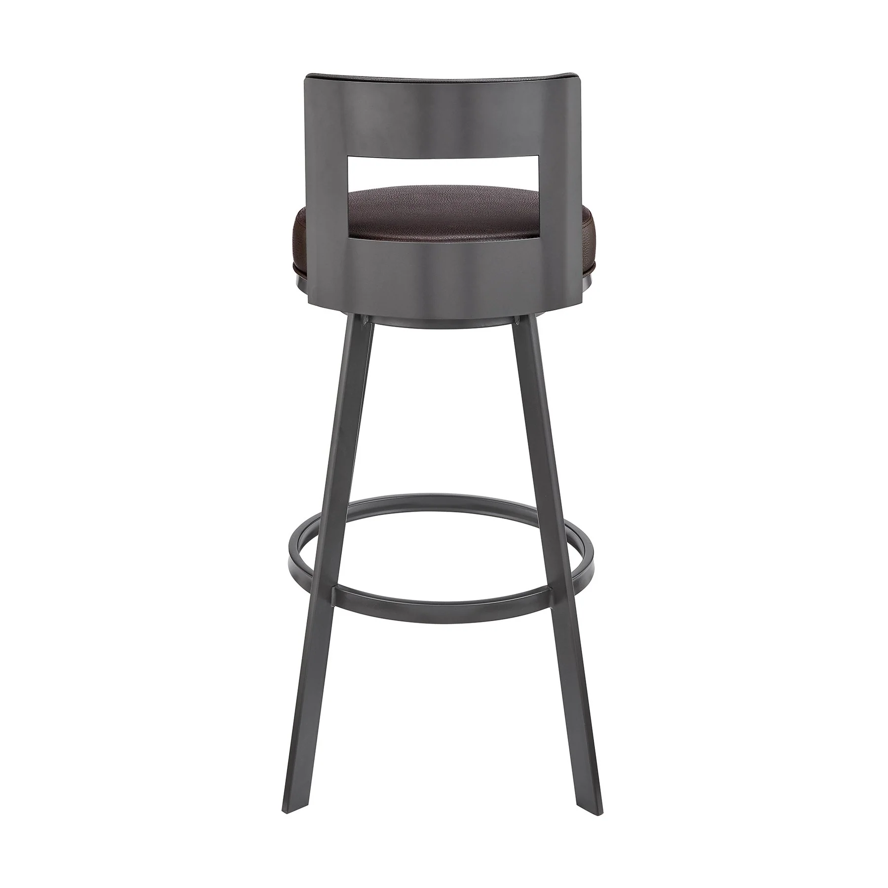 Flynn 26" Swivel Counter Stool in Brown Metal with Brown Faux Leather - Image 5