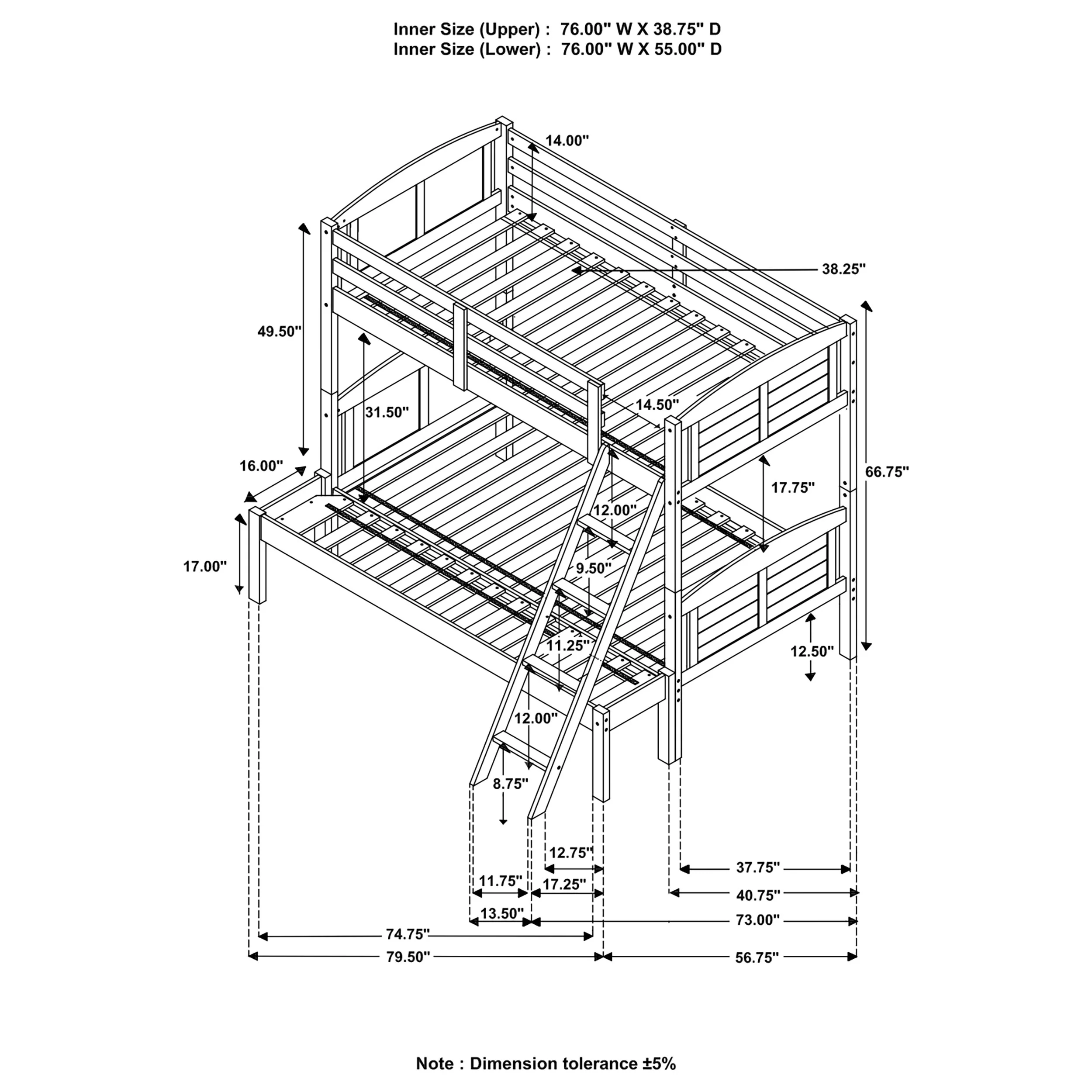 Flynn Bunk Bed with Mattress - Image 10