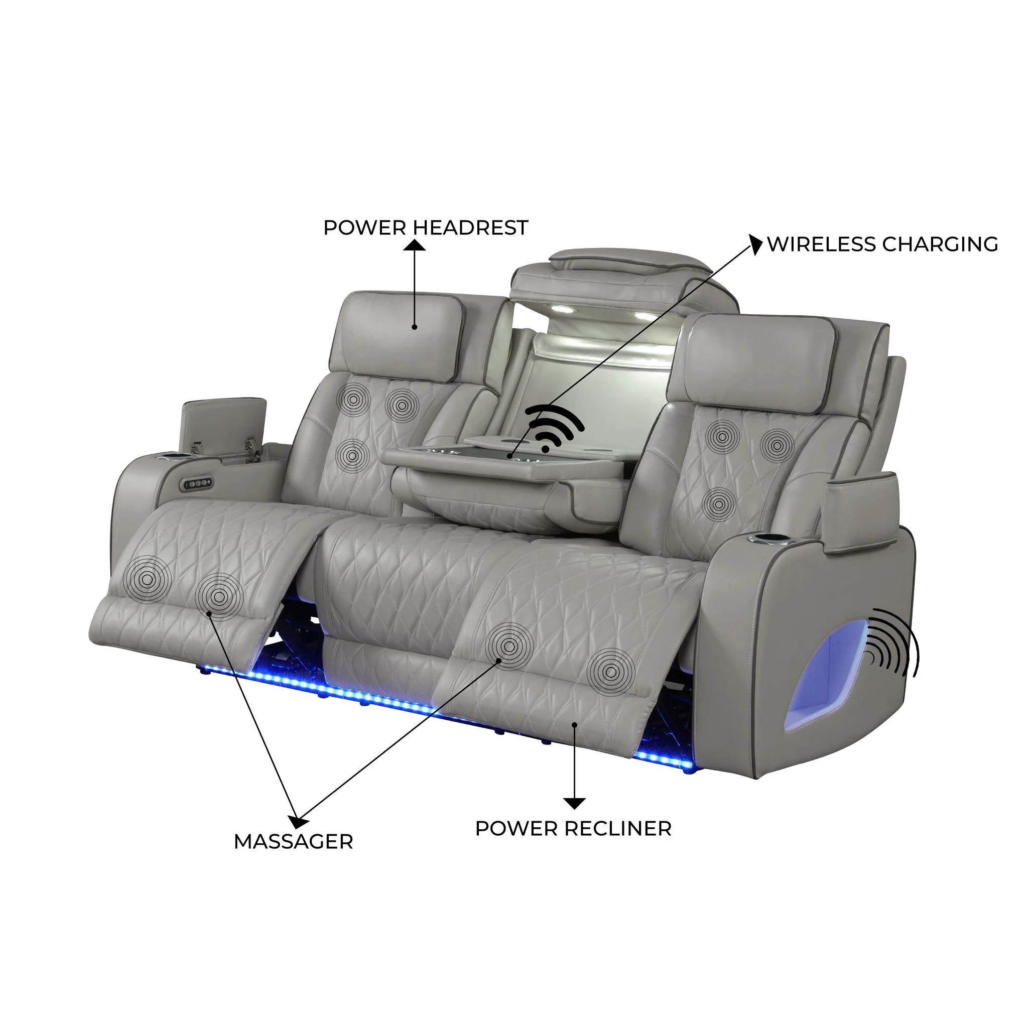 Fortuner 2PC Living Room Set Gray - Image 4
