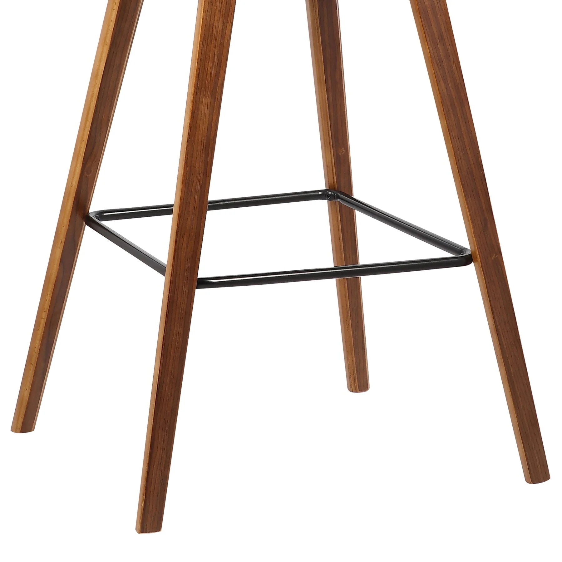 Fox 28.5" Bar Height Brown Faux Leather and Walnut Wood Mid-Century Modern Bar Stool - Image 7