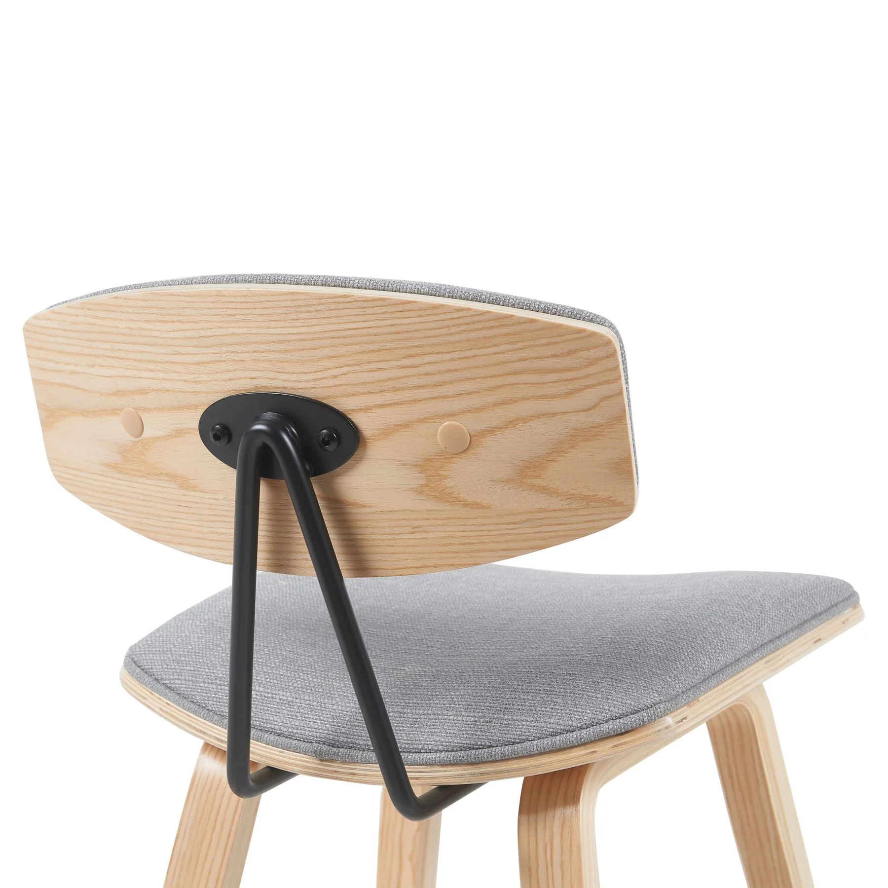 Fox Modern Swivel Counter Height Bar Stool with Grey Upholstered Seat and Patterned Oak Wood Frame - Image 5