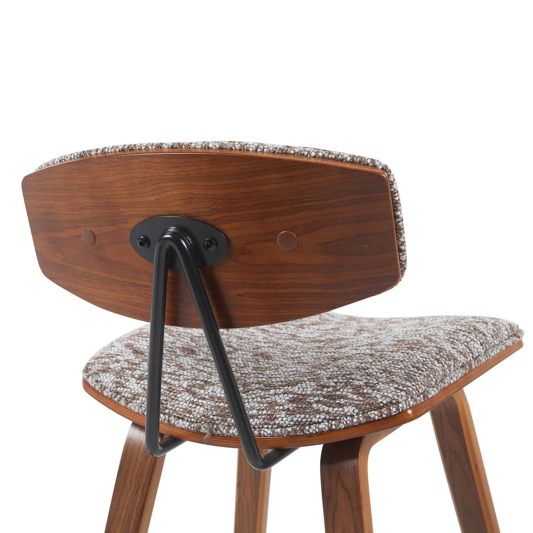 Fox Modern Swivel Counter Height Bar Stool with Speckled Brown Upholstered Seat and Walnut Wood Frame - Image 5