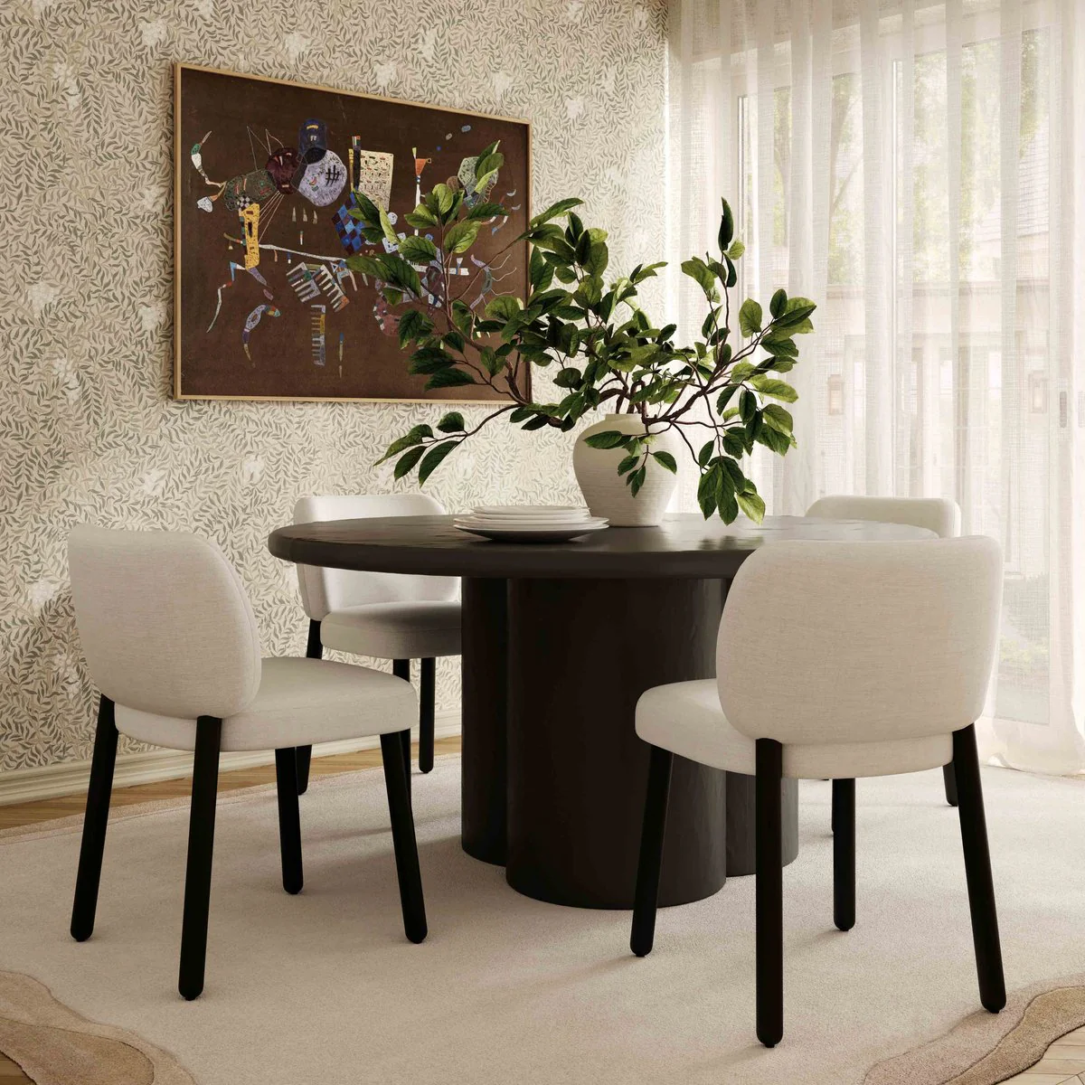 Foxy Cream Performance Basketweave Chenille Dining Chair - Image 2