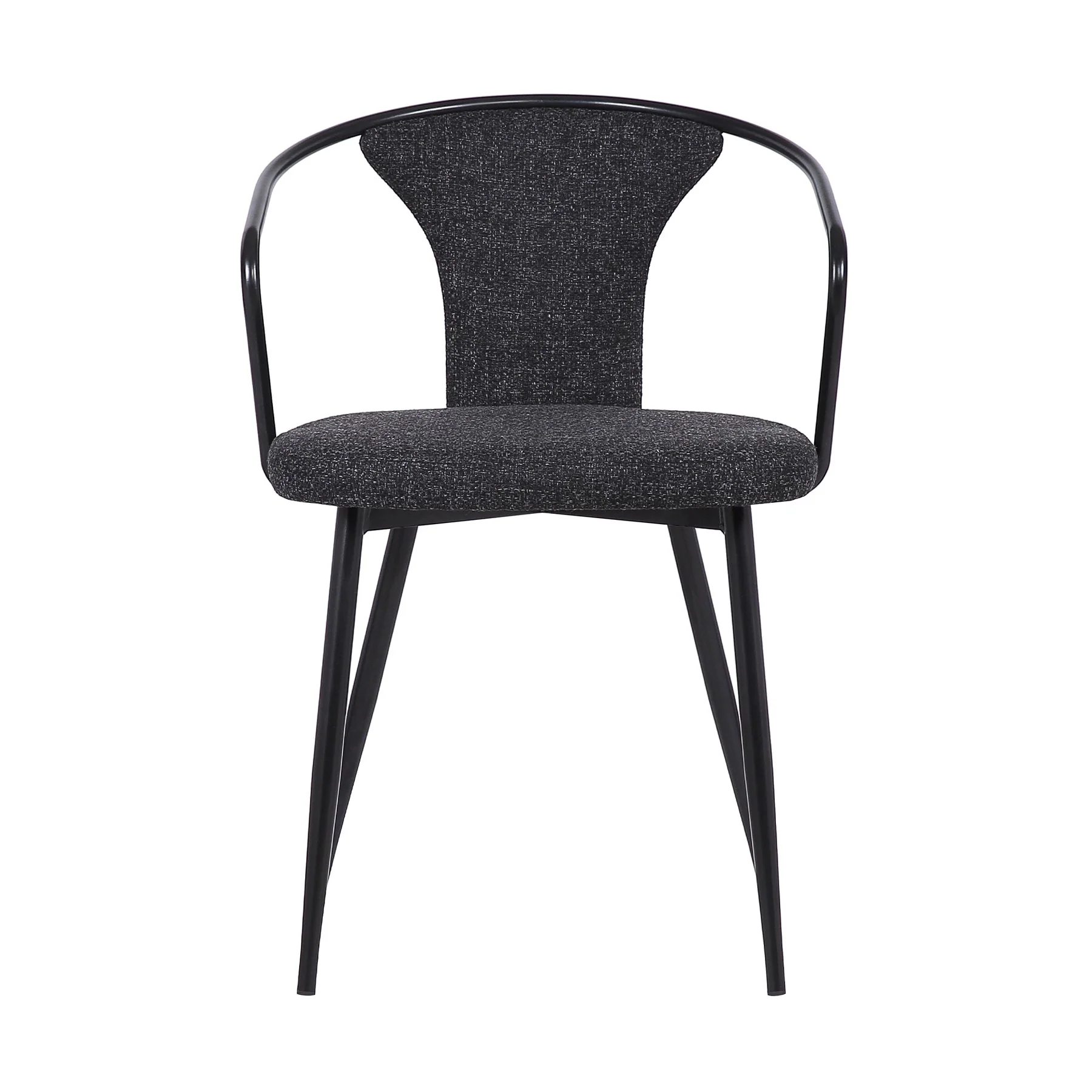 Francis Contemporary Dining Chair in Black Powder Coated Finish and Black Fabric - Image 2