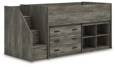 Frandern Loft Bed with Bookcase and Drawer Storage - Image 9