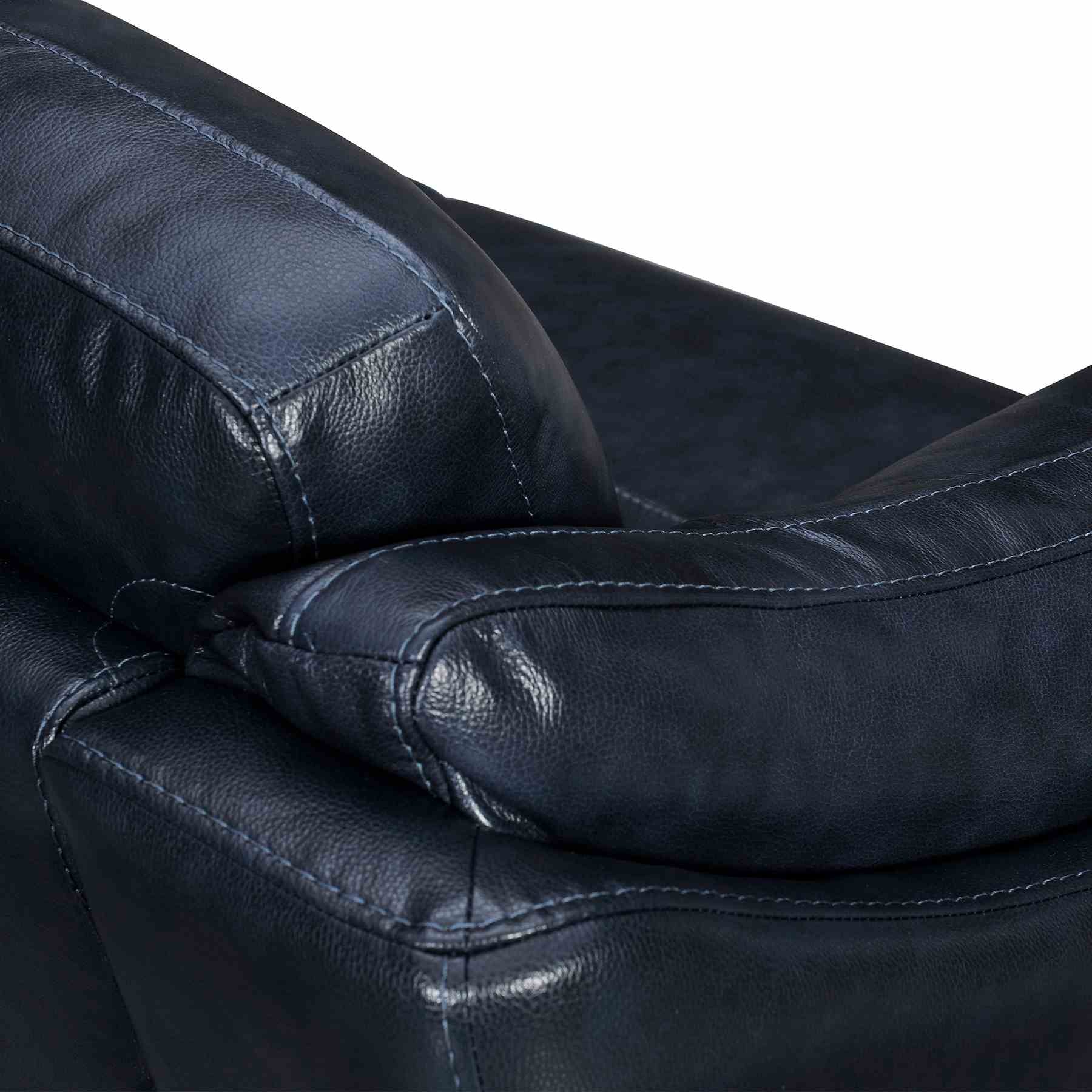 Franz 87" Modern Blue Genuine Leather Sofa - Image 5