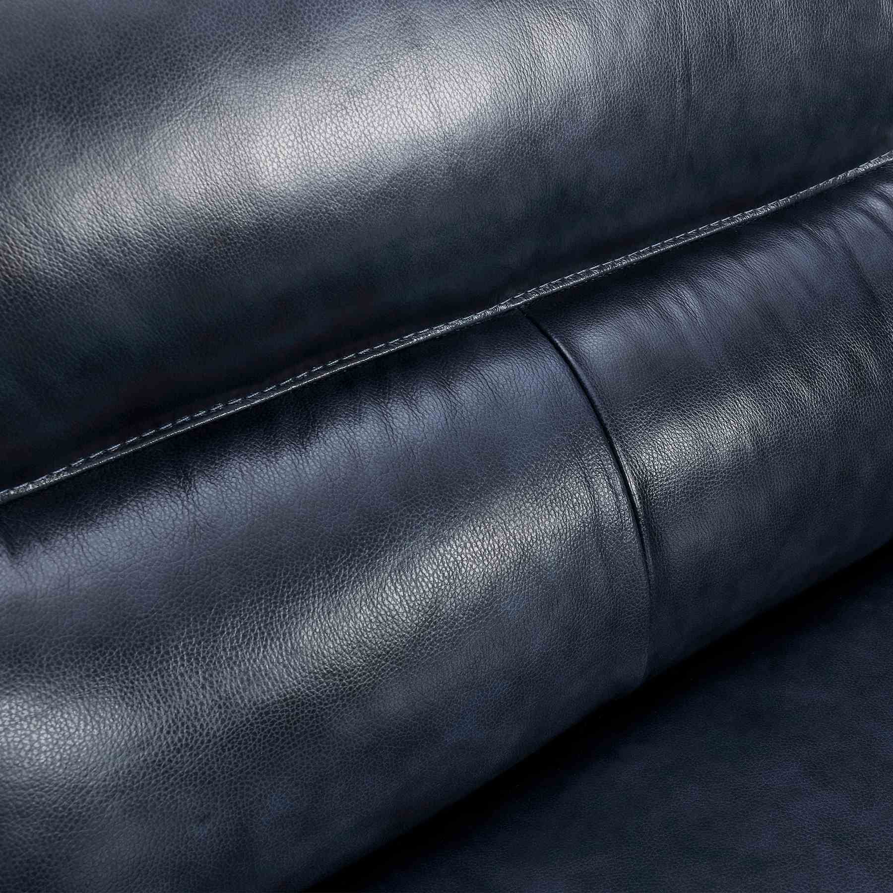Franz 87" Modern Blue Genuine Leather Sofa - Image 6
