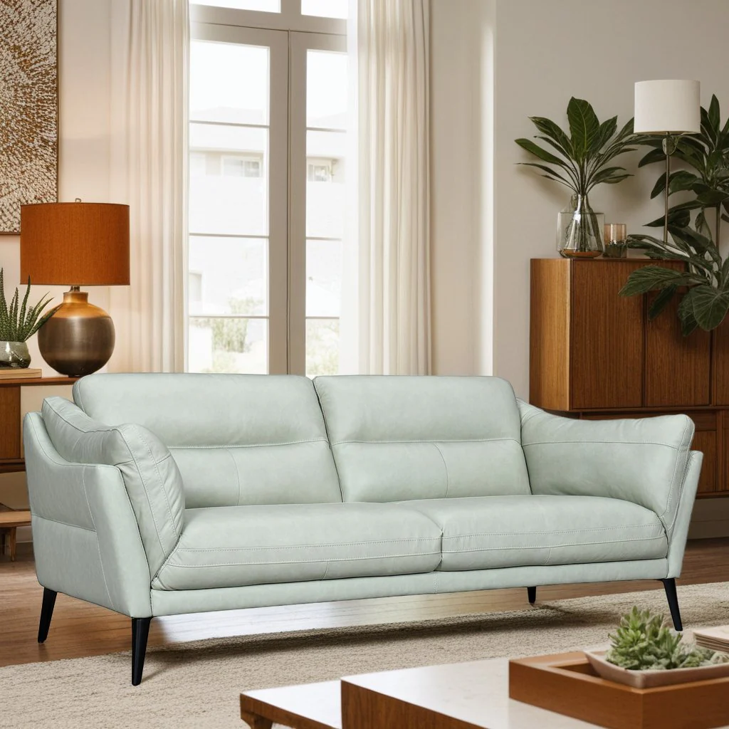 Franz Mint Leather Sofa - Image 9