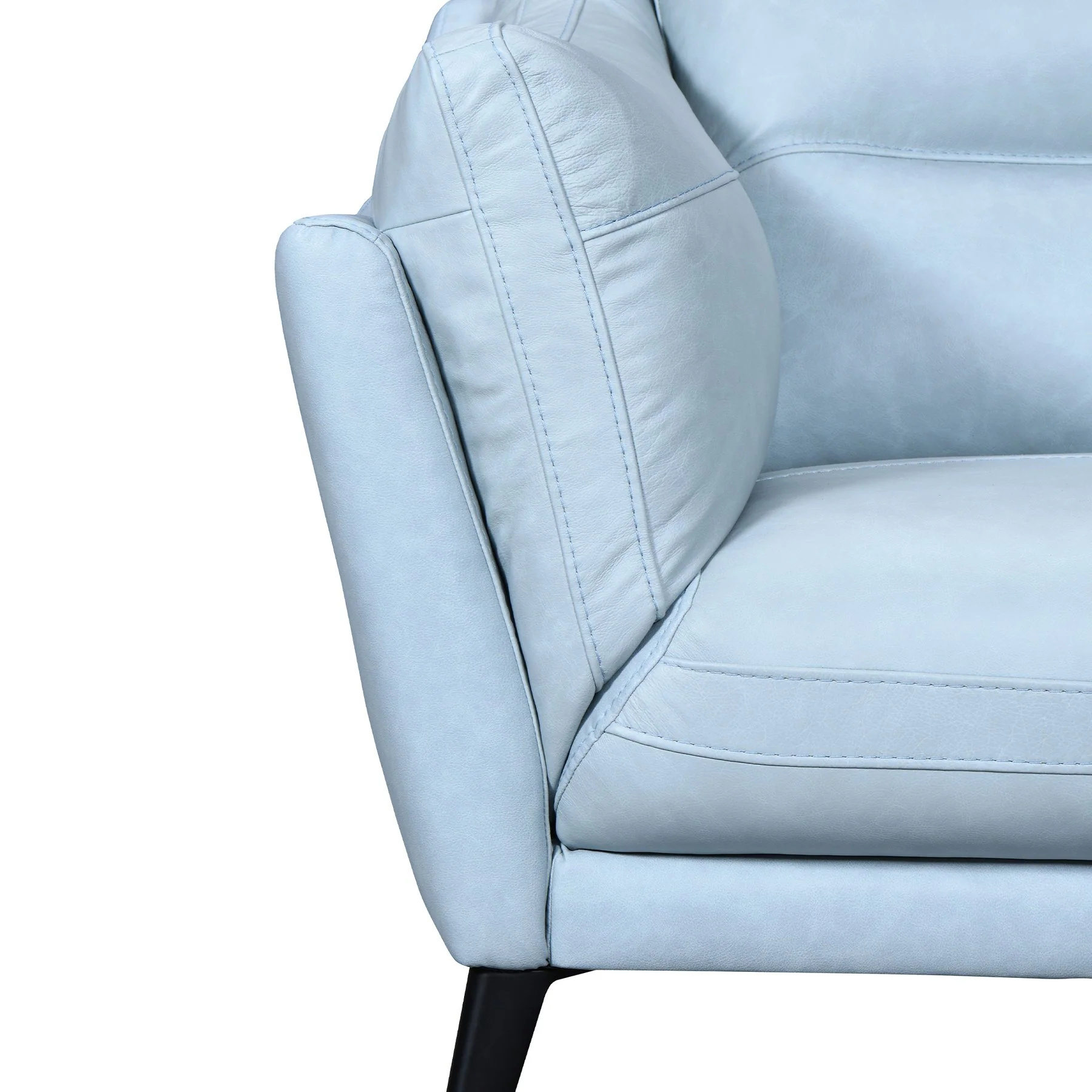 Franz Sky Blue Leather Sofa - Image 4