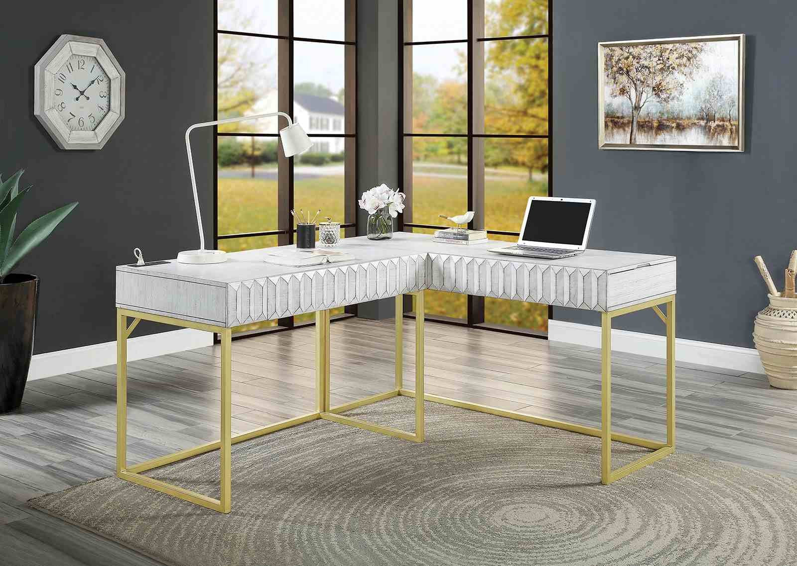Freiburg Corner Desk, Antique White - Image 2