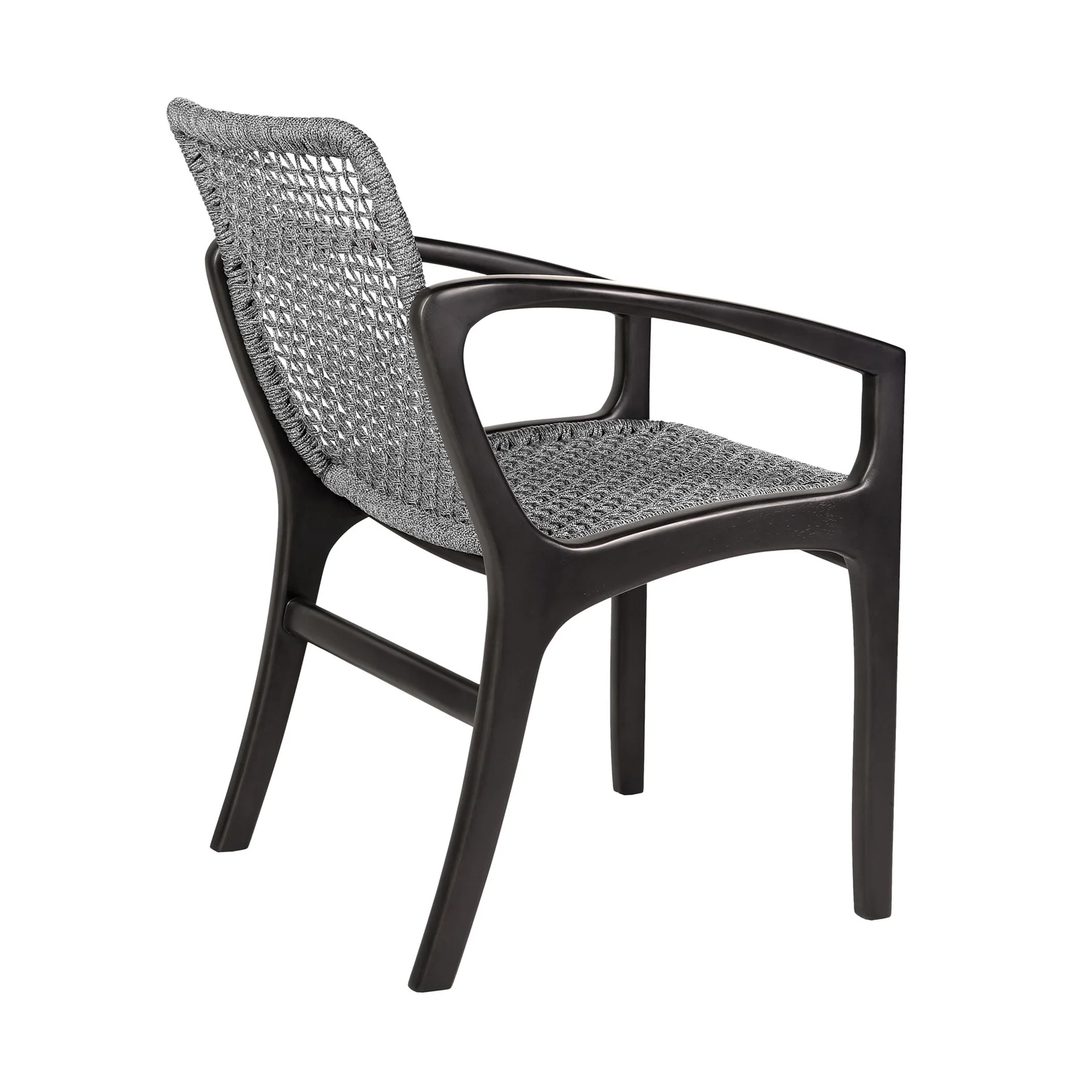 Frinton and Beckham 5 Piece Outdoor Patio Dining Set in Dark Eucalyptus Wood and Gray Rope - Image 3