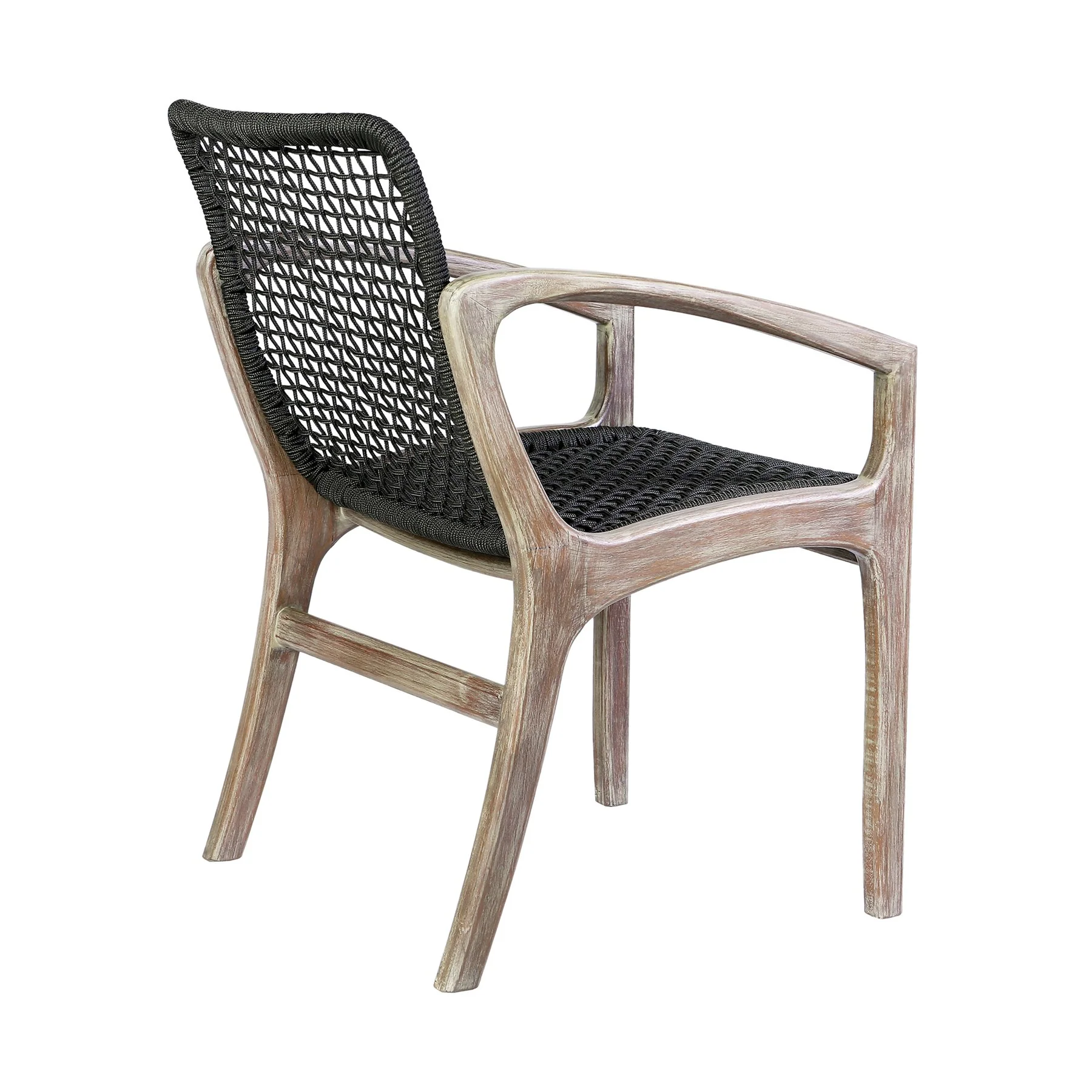Frinton and Beckham 5 Piece Outdoor Patio Dining Set in Light Eucalyptus Wood and Charcoal Rope - Image 3