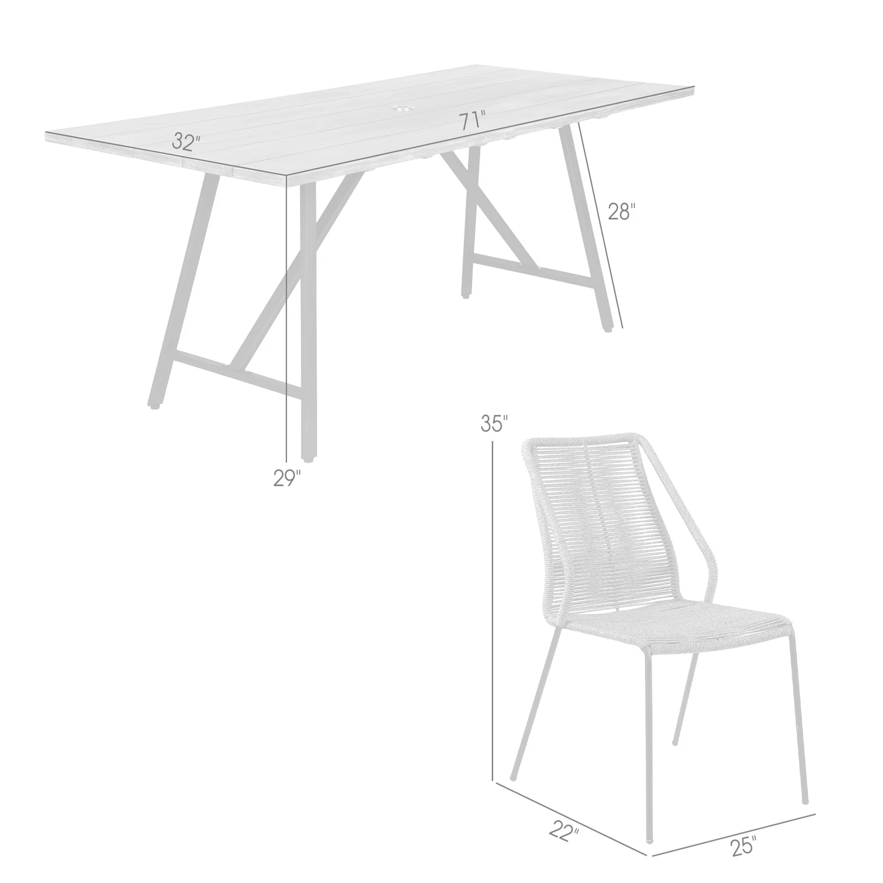 Frinton and Clip 5 Piece Dining Set in Dark Eucalyptus Wood and Metal with Black Rope - Image 11