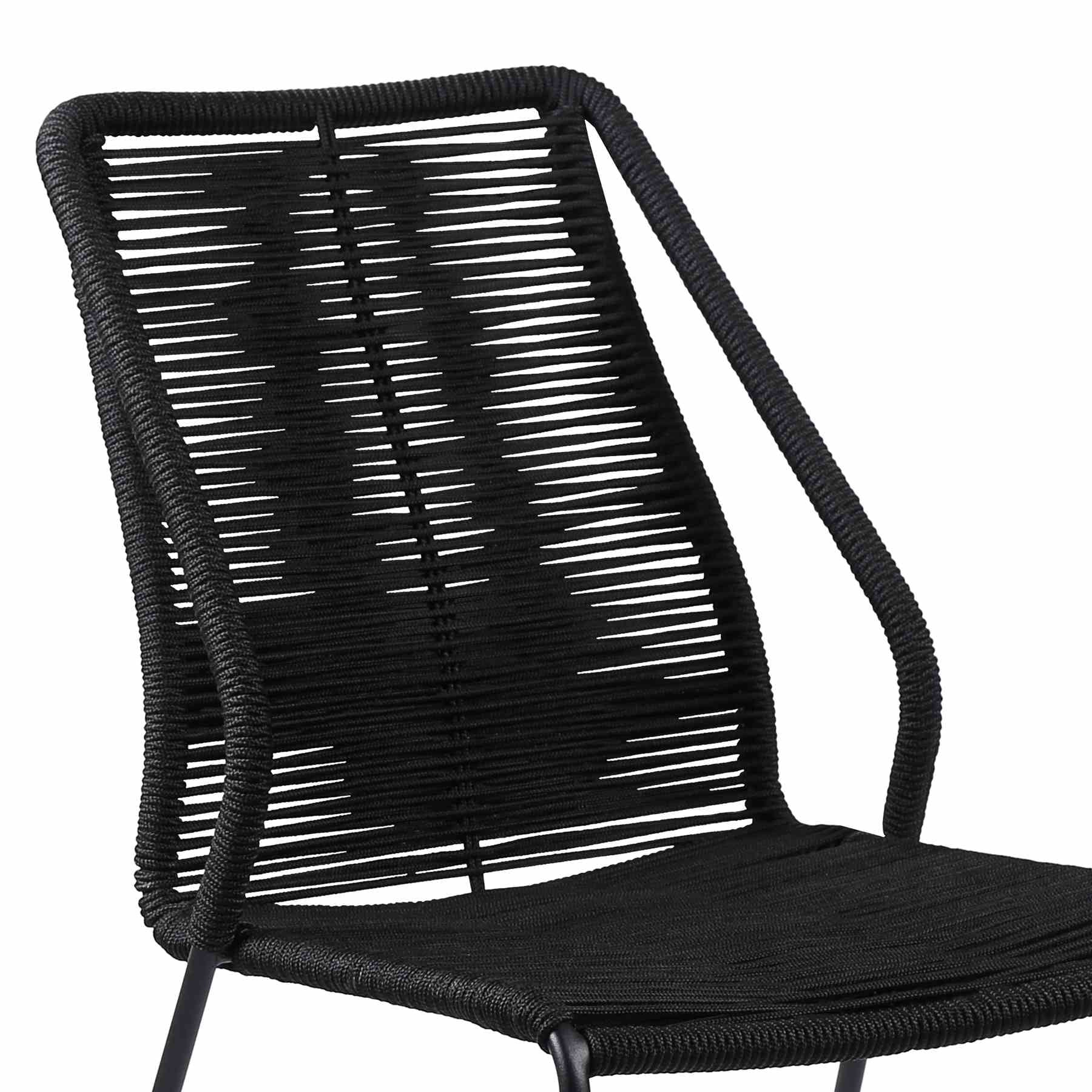 Frinton and Clip 5 Piece Dining Set in Dark Eucalyptus Wood and Metal with Black Rope - Image 6