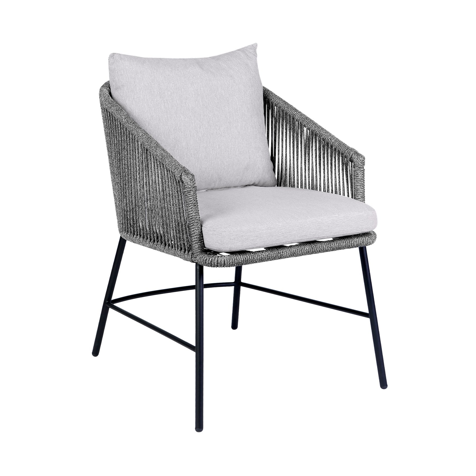 Frinton and Ditas 5 Piece Dining Set in Light Eucalyptus and Metal with Gray Rope - Image 2