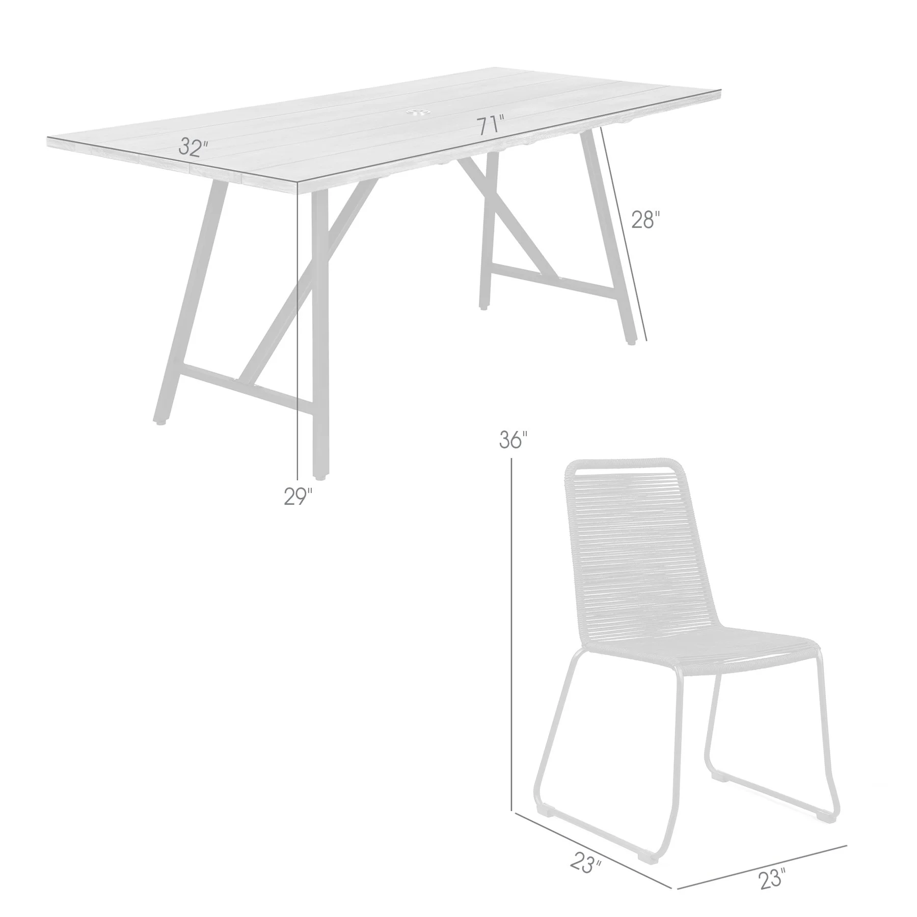 Frinton and Shasta 5 Piece Dining Set in Dark Eucalyptus and Metal with Black Rope - Image 11