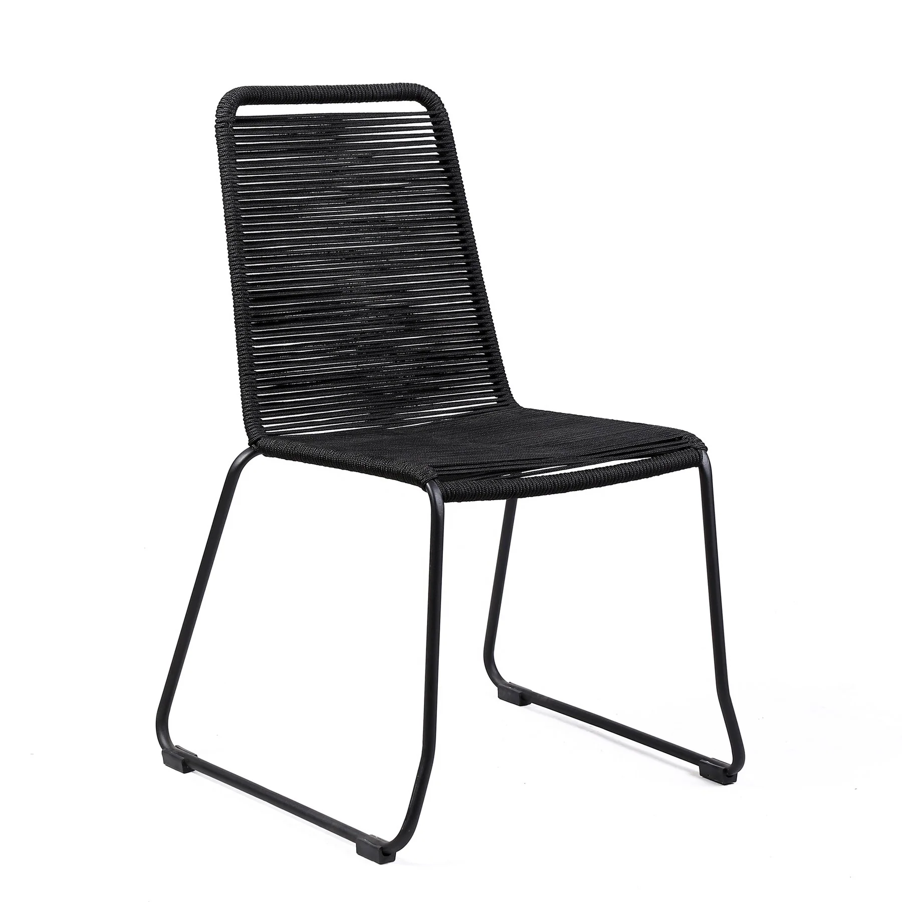 Frinton and Shasta 5 Piece Outdoor Patio Dining Set in Light Eucalyptus Wood and Black Rope - Image 2
