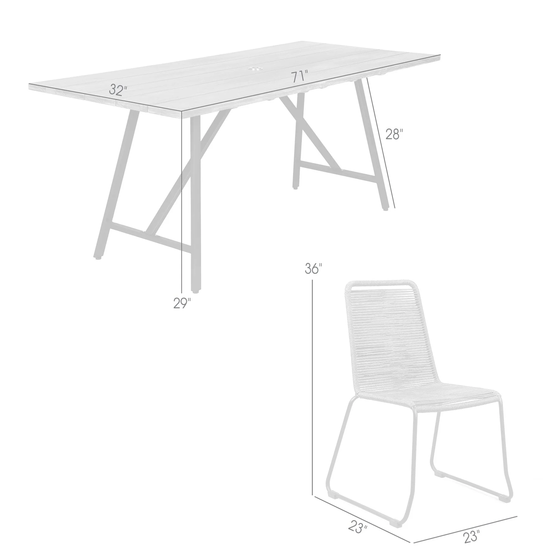 Frinton and Shasta 5 Piece Outdoor Patio Dining Set in Light Eucalyptus Wood and Wasabi Rope - Image 11