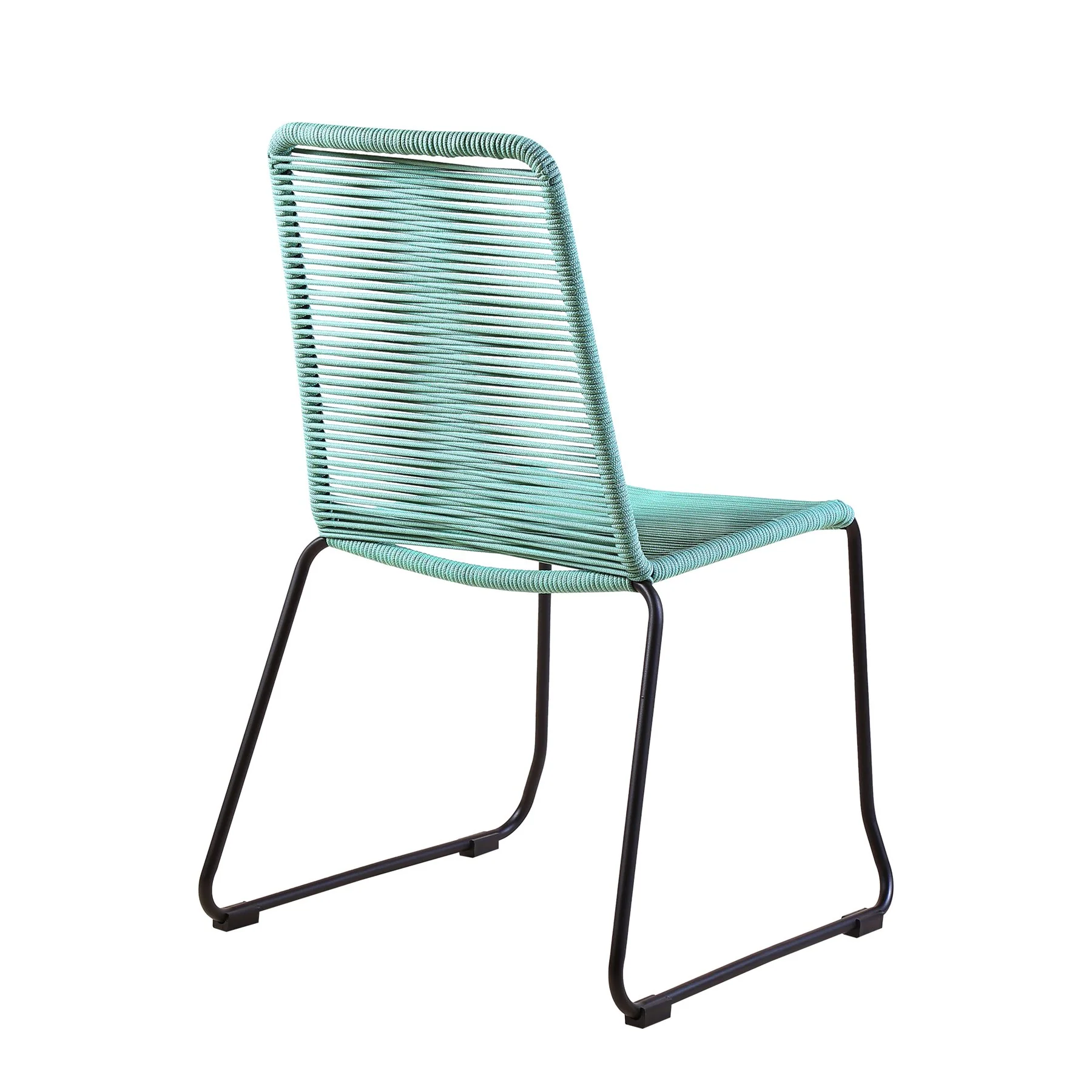 Frinton and Shasta 5 Piece Outdoor Patio Dining Set in Light Eucalyptus Wood and Wasabi Rope - Image 3