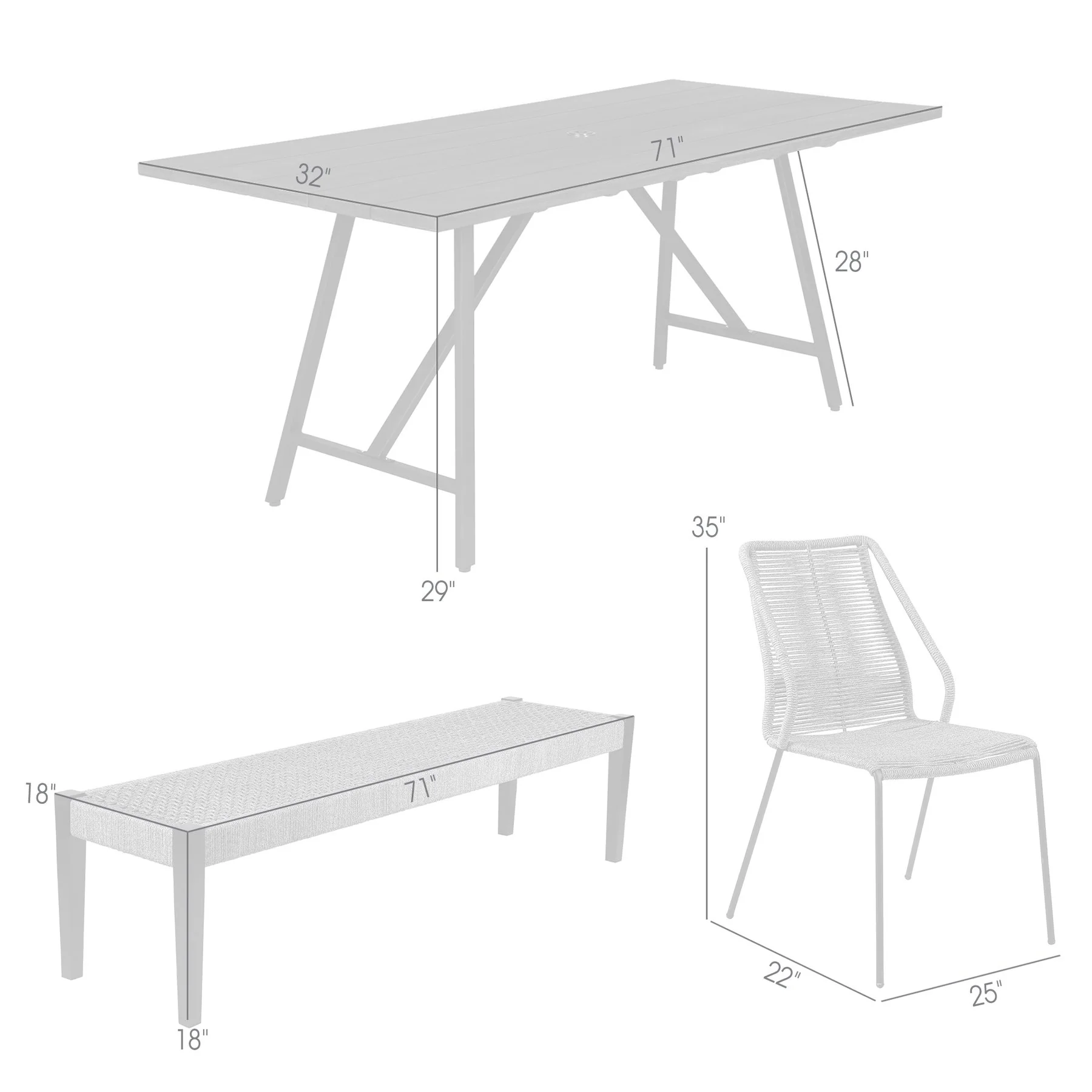 Frinton Clip and Rhett 6 Piece Outdoor Dining Set in Dark Eucalyptus with Gray Rope - Image 13