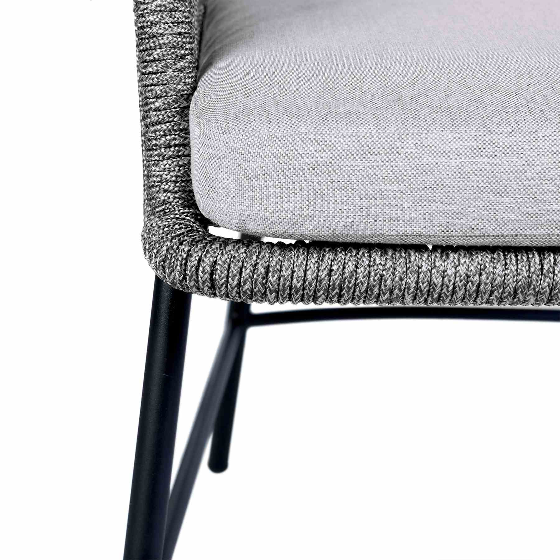 Frinton Ditas and Rhett 5 Piece Outdoor Dining Set with Dark Eucalyptus Wood and Gray Rope and Cushions - Image 8