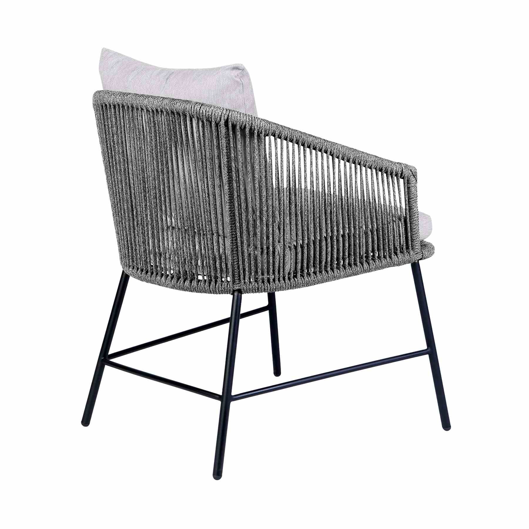 Frinton Ditas and Rhett 6 Piece Outdoor Dining Set with Dark Eucalyptus Wood and Gray Rope and Cushions - Image 3