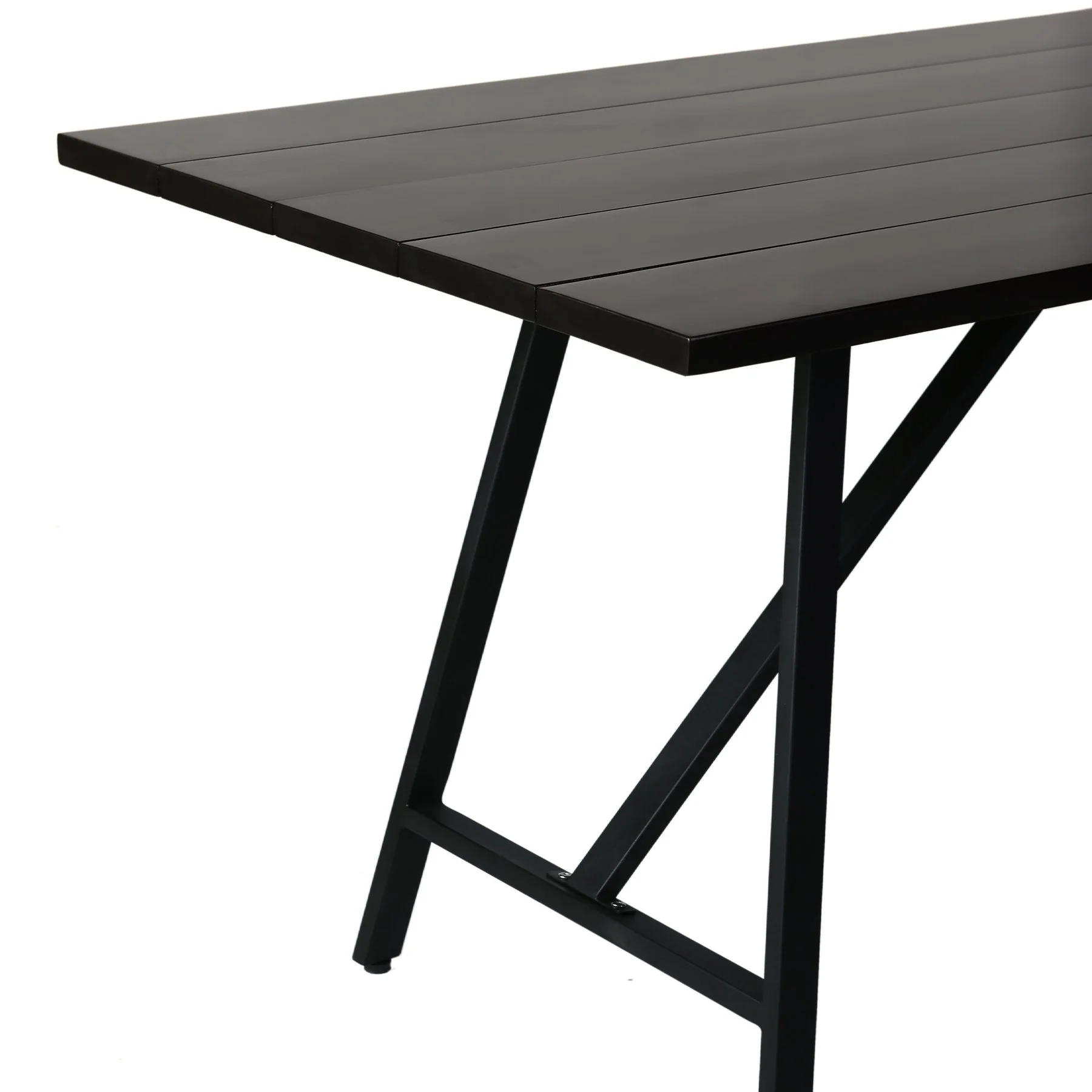 Frinton Outdoor Patio Dark Eucalyptus Wood and Metal Rectangle Dining Table - Image 3